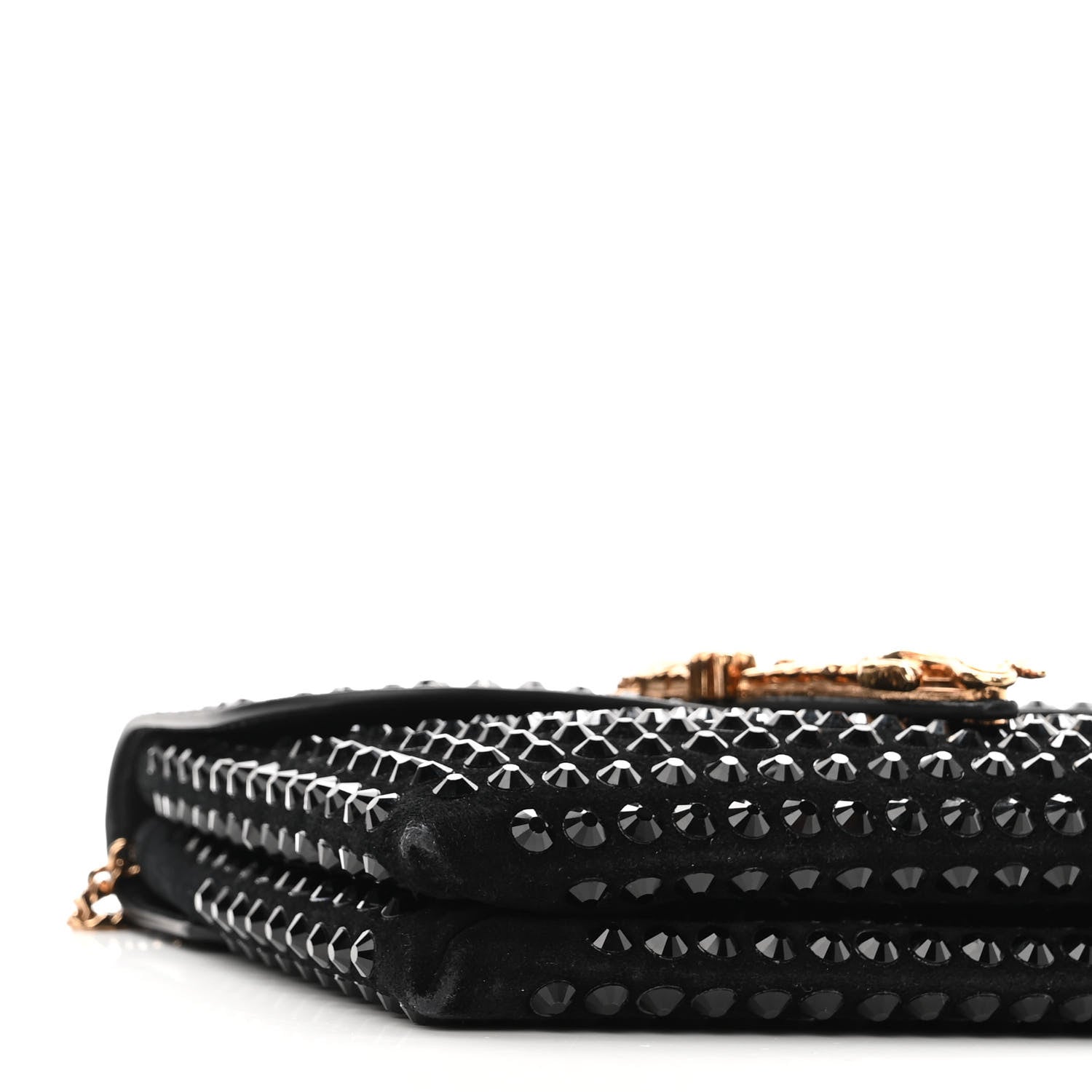 Versace Suede Studded Virtus Chain Clutch Black 8 of 9