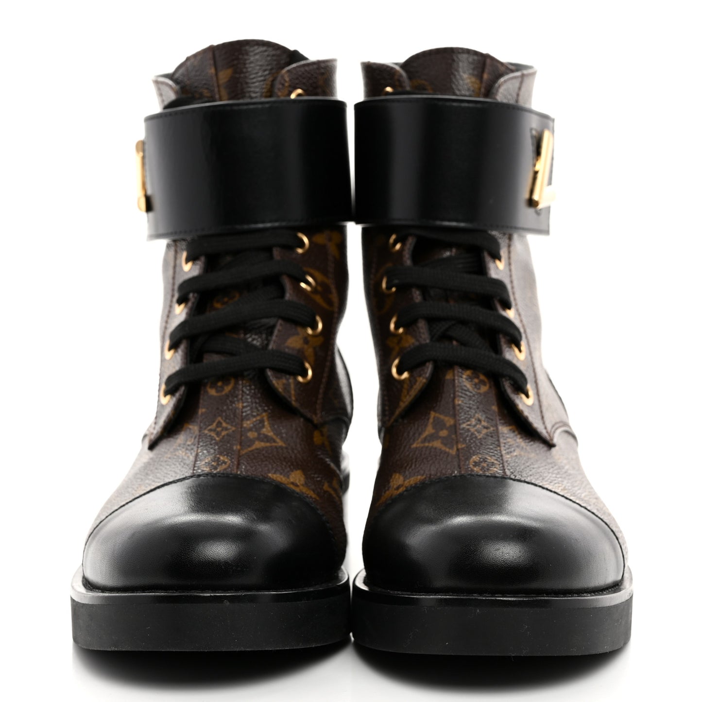 Calfskin Monogram Wonderland Flat Ranger Boots 38 Black