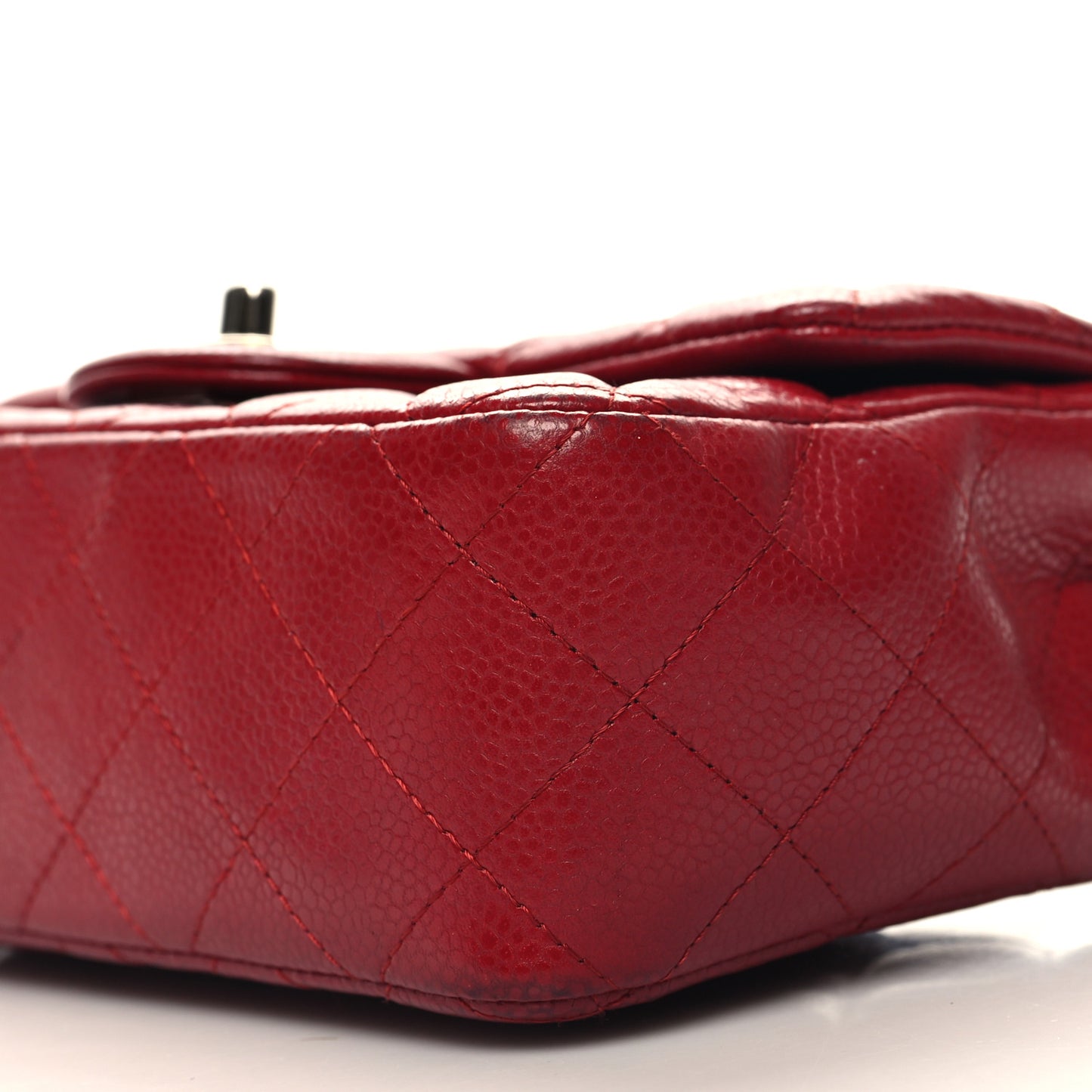 Caviar Quilted Mini Rectangular Flap Red