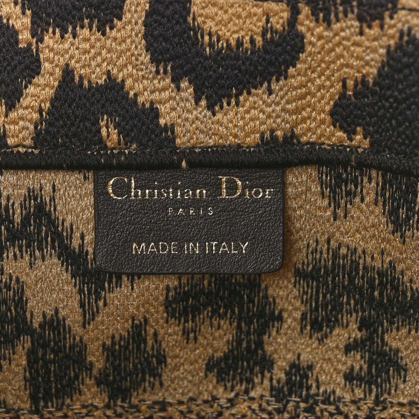 Canvas Mizza Embroidered Medium Leopard Book Tote Beige