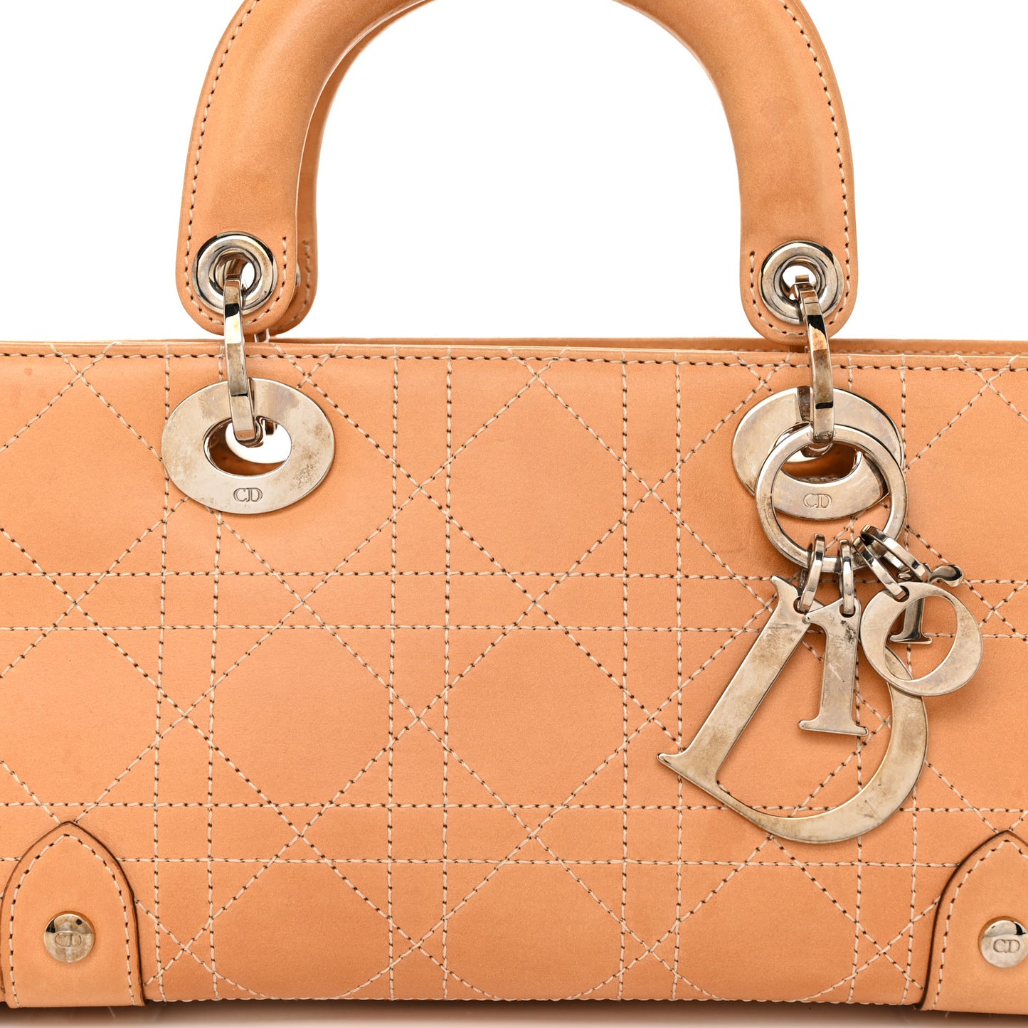 Calfskin Cannage Stitched Small East West Lady Dior Camel