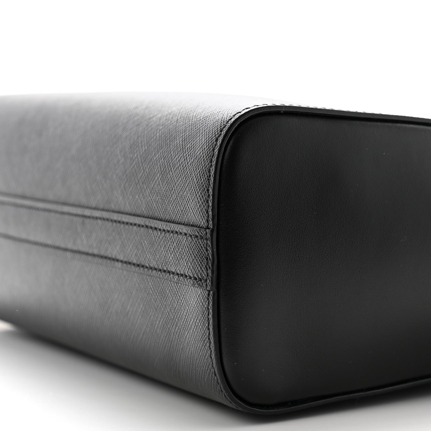 Saffiano Soft Calfskin Small Zippered Tote Black