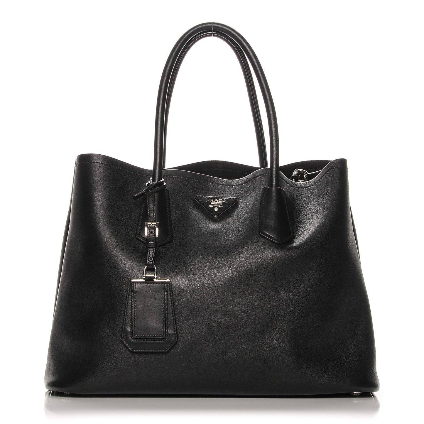 City Calf Medium Double Bag Nero Black