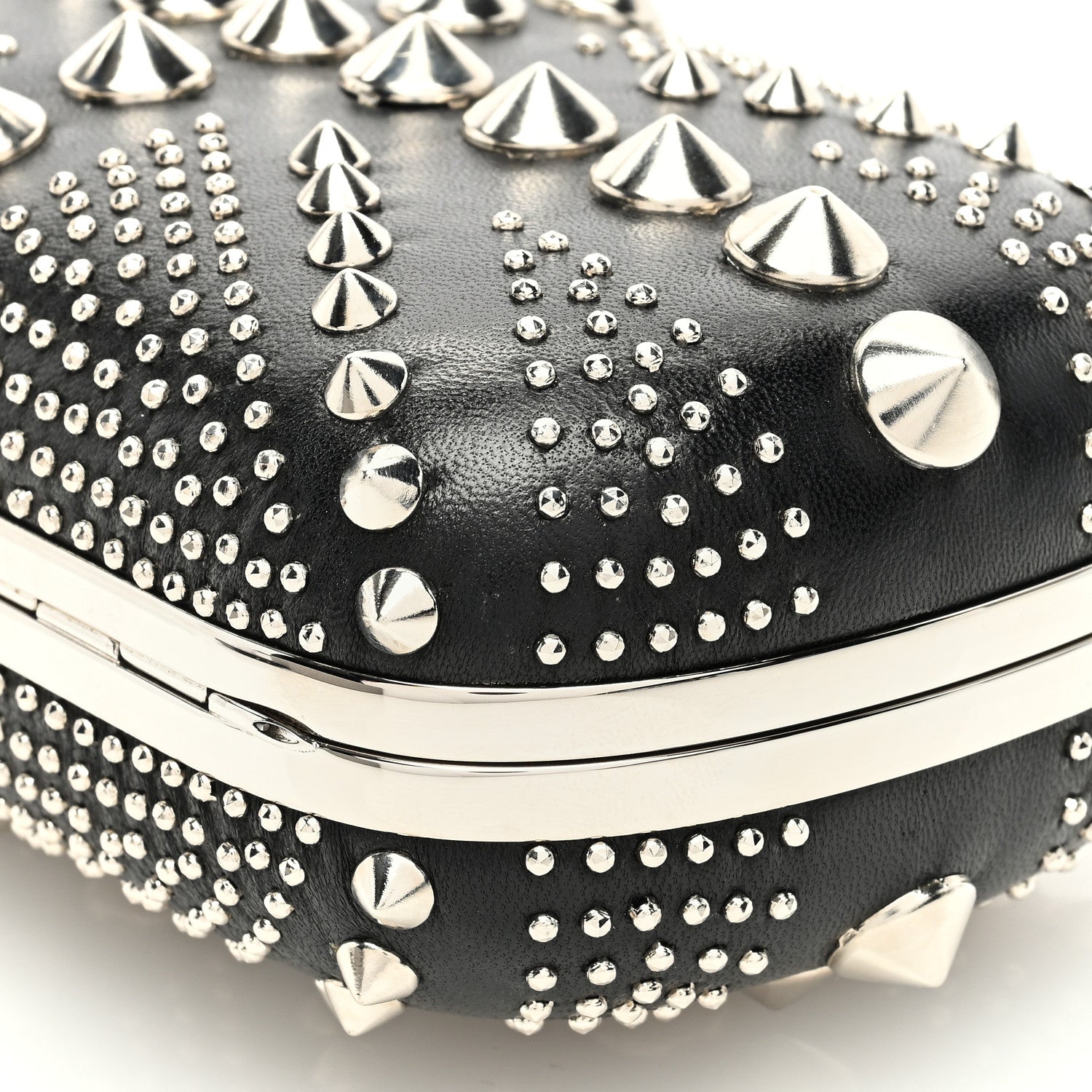 Alexander McQueen Calfskin Studded Britannia Skull Box Clutch Black 9 of 10