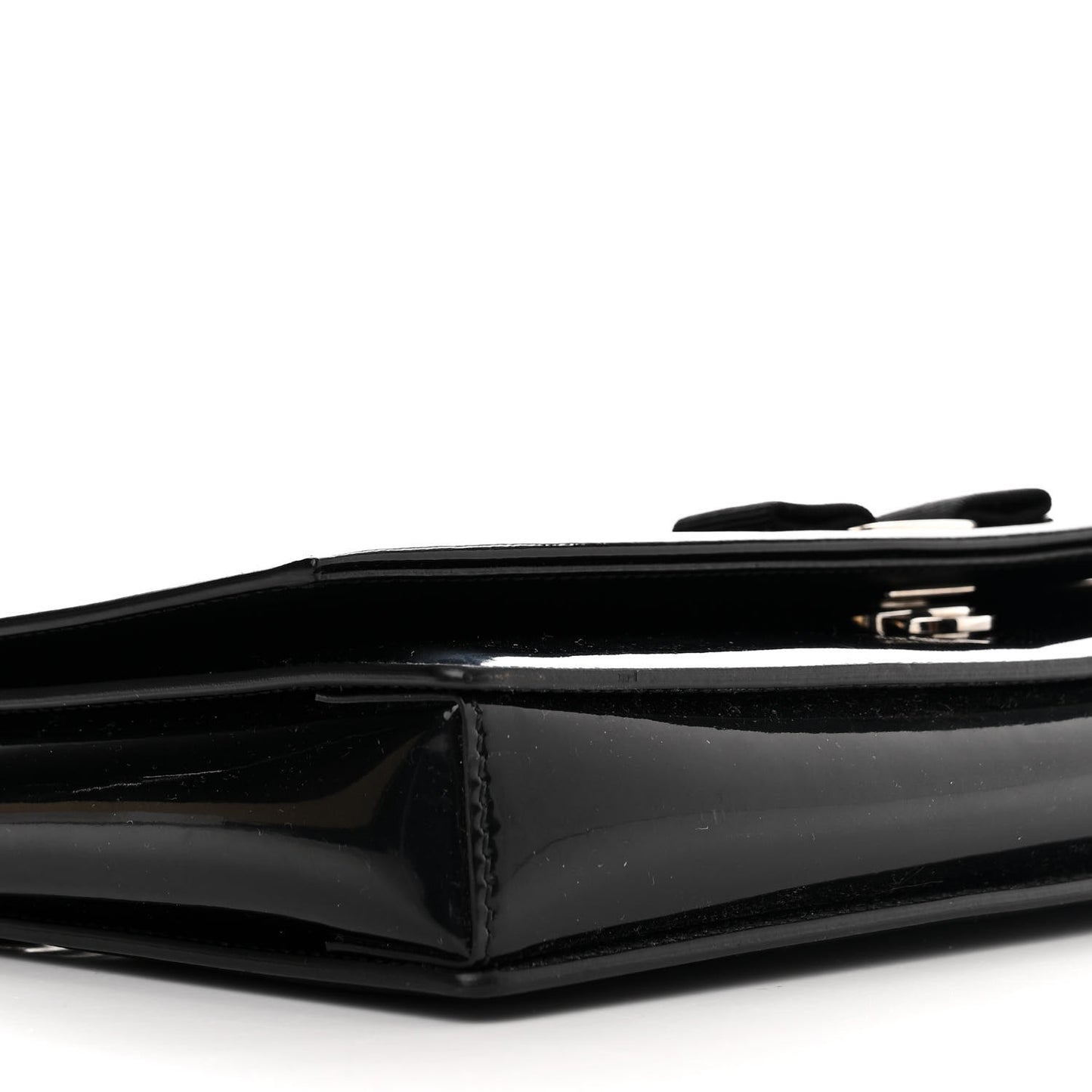 Patent Large Ginny Vara Bow Shoulder Bag Black