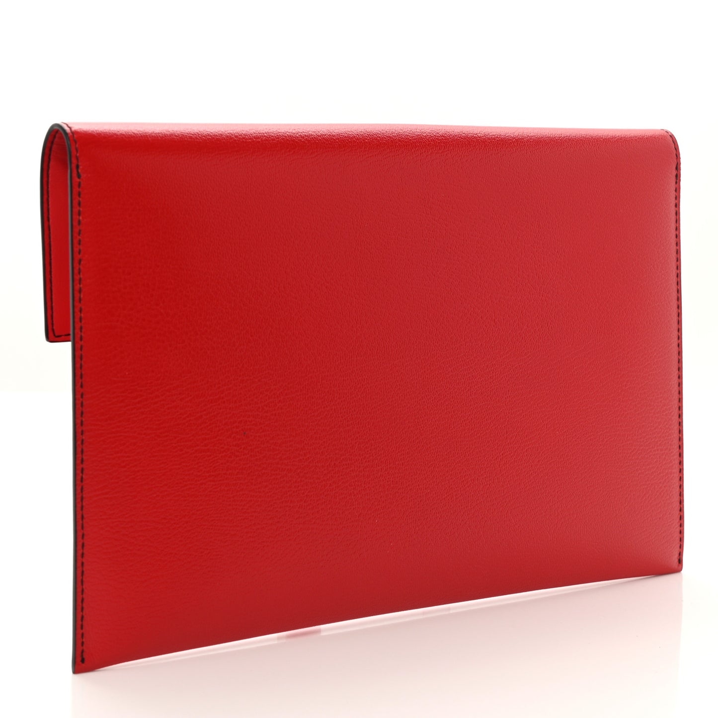 Calfskin Skull Stud Envelope Clutch Red