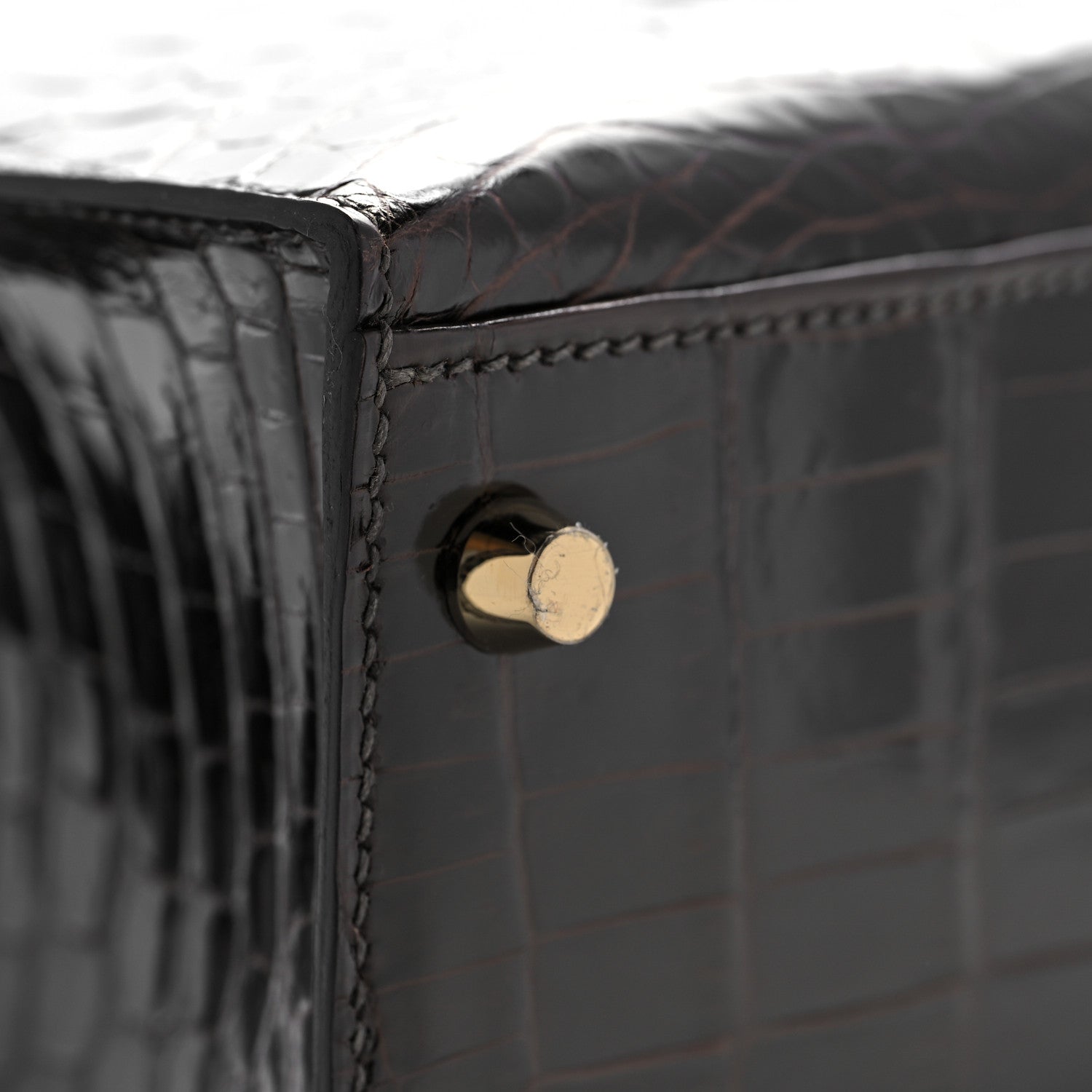 Hermes Shiny Niloticus Crocodile Kelly Sellier 28 Macassar 10 of 38