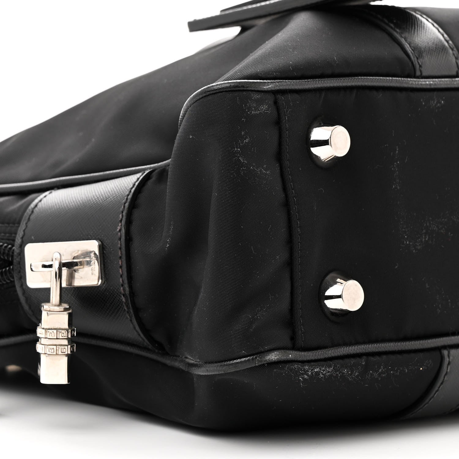 Prada Tessuto Nylon Saffiano Metal Triangle Logo Work Bag Black 9 of 13