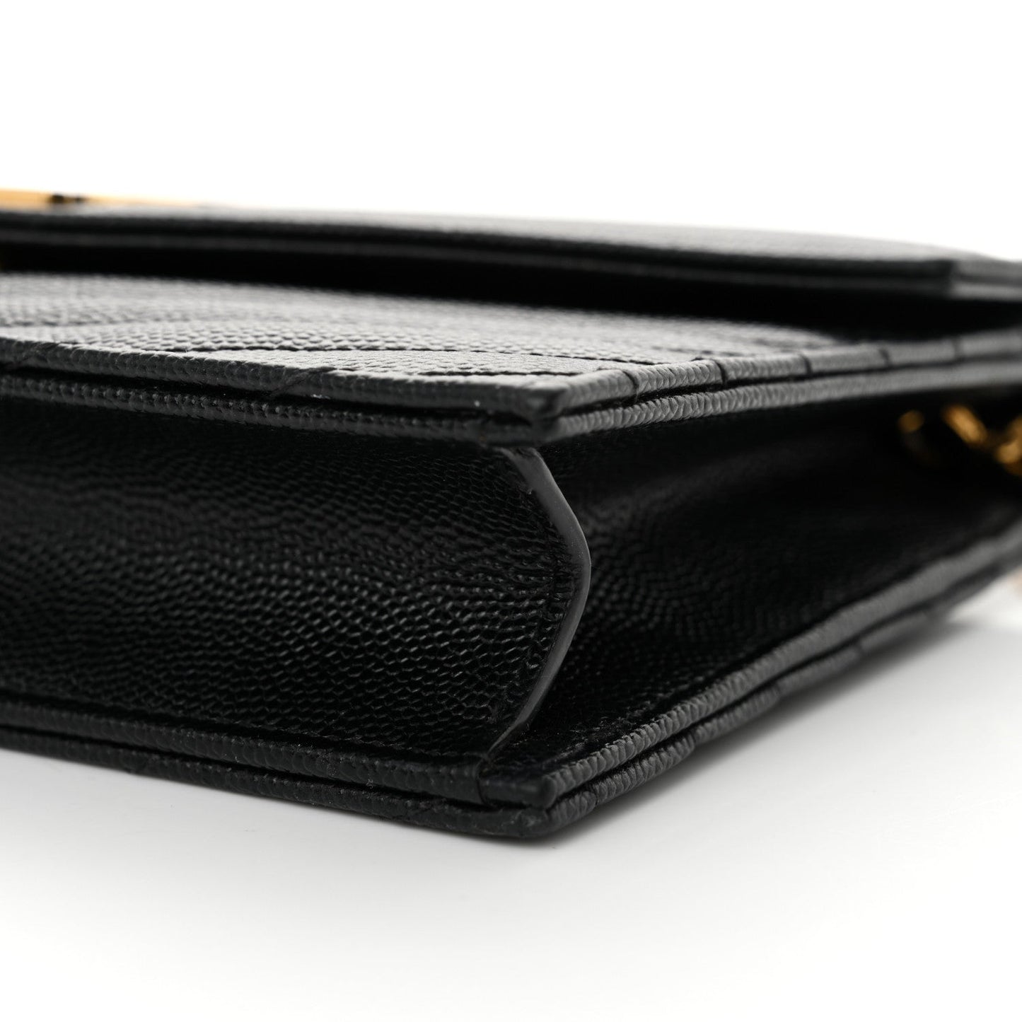 Grain De Poudre Matelasse Chevron Monogram Envelope Chain Wallet Black