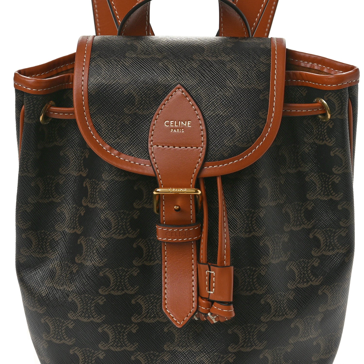 Celine Triomphe Canvas Calfskin Mini Folco Backpack Tan 6 of 8