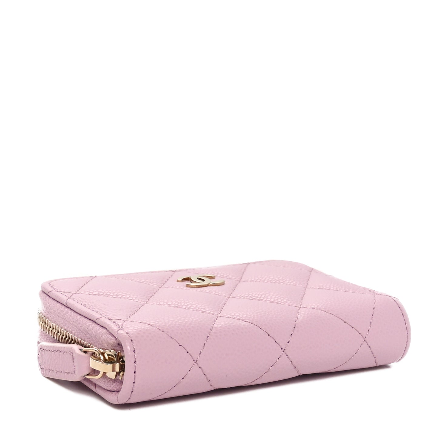 Caviar Quilted Zip Coin Purse Light Pink