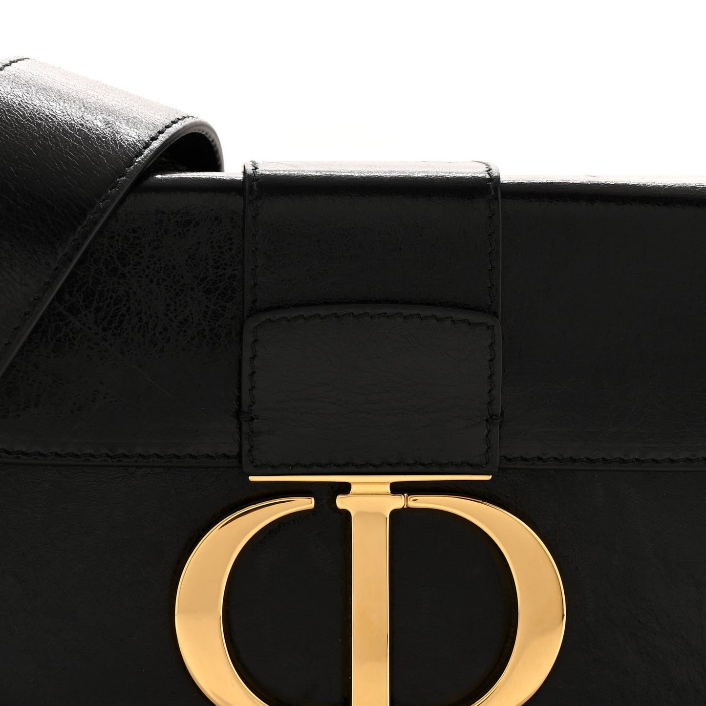 Crackled Lambskin 30 Montaigne Box Bag Black