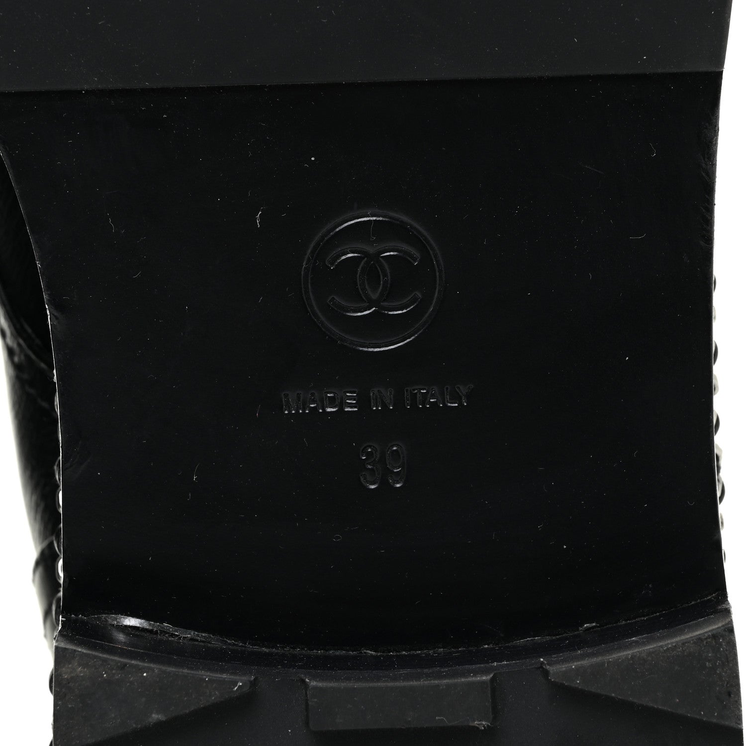 Chanel Crackled Calfskin Velvet Pearl Combat Short Boots 39 Black 10 of 19