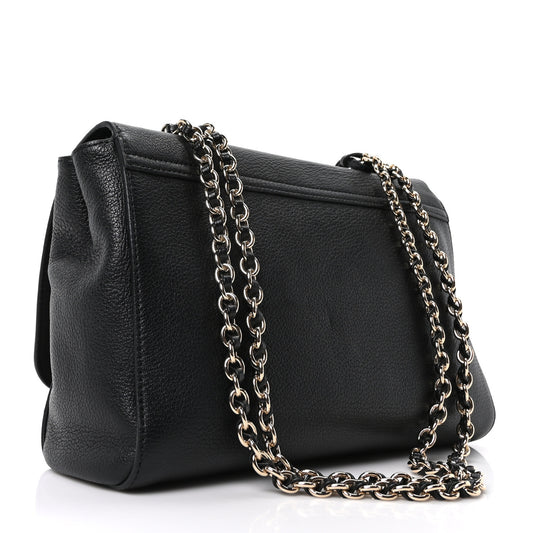 Small Classic Grain Calfskin Medium Lily Black