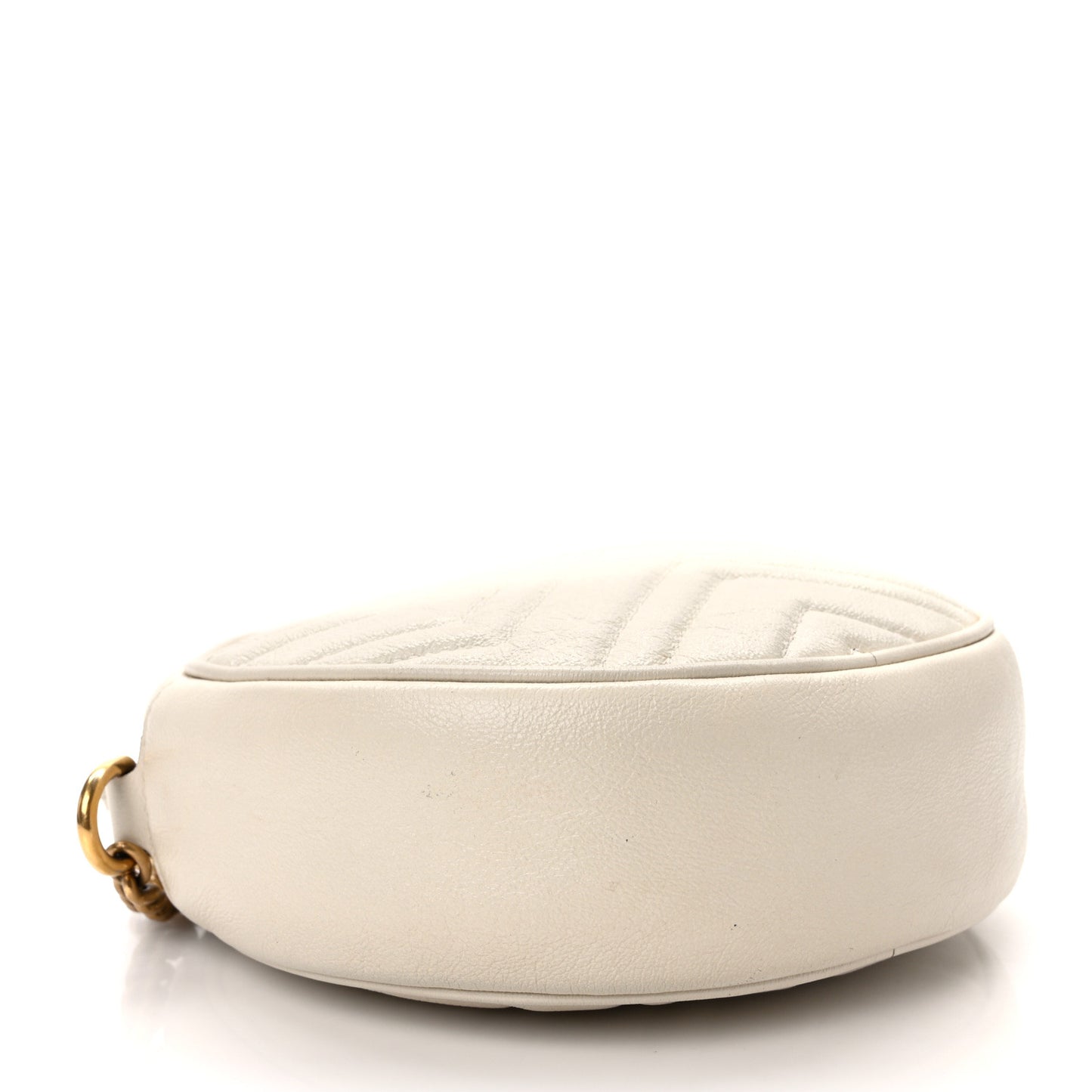 Calfskin Matelasse Mini GG Marmont Round Shoulder Bag White
