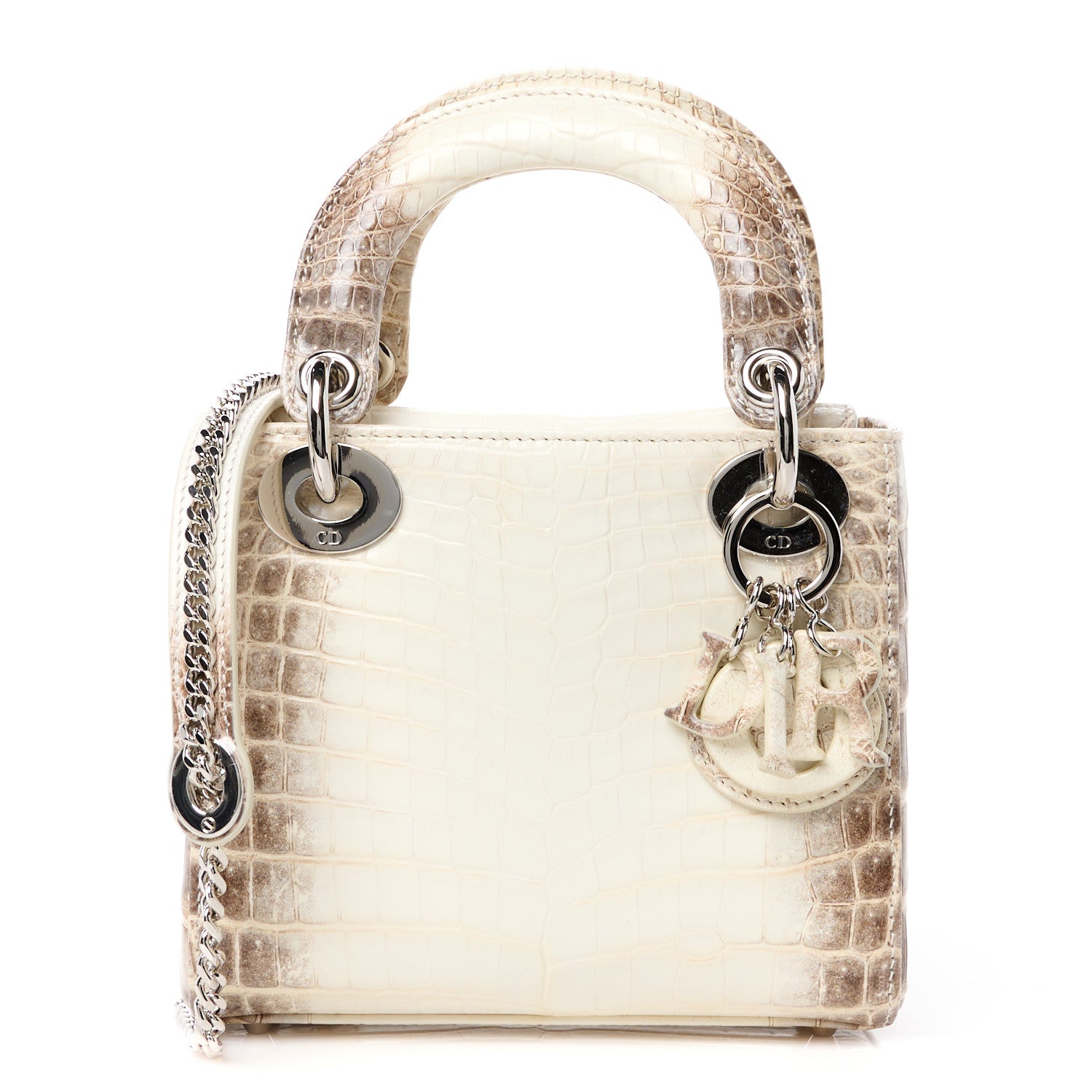 Christian Dior Niloticus Crocodile Himalaya Mini Lady Dior White