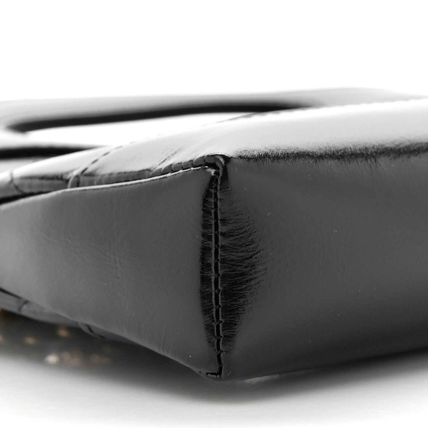 Shiny Crumpled Calfskin Quilted Nano 31 Shopping Bag Black