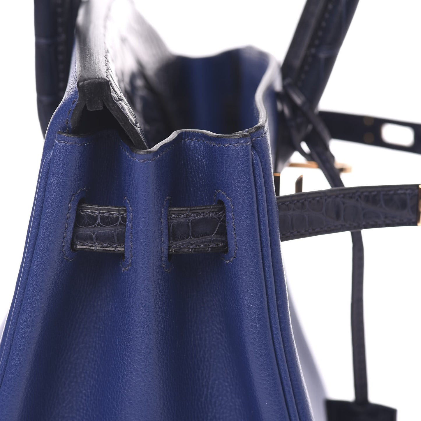 Taurillon Novillo Matte Alligator Birkin Touch 25 Bleu Saphir Marine