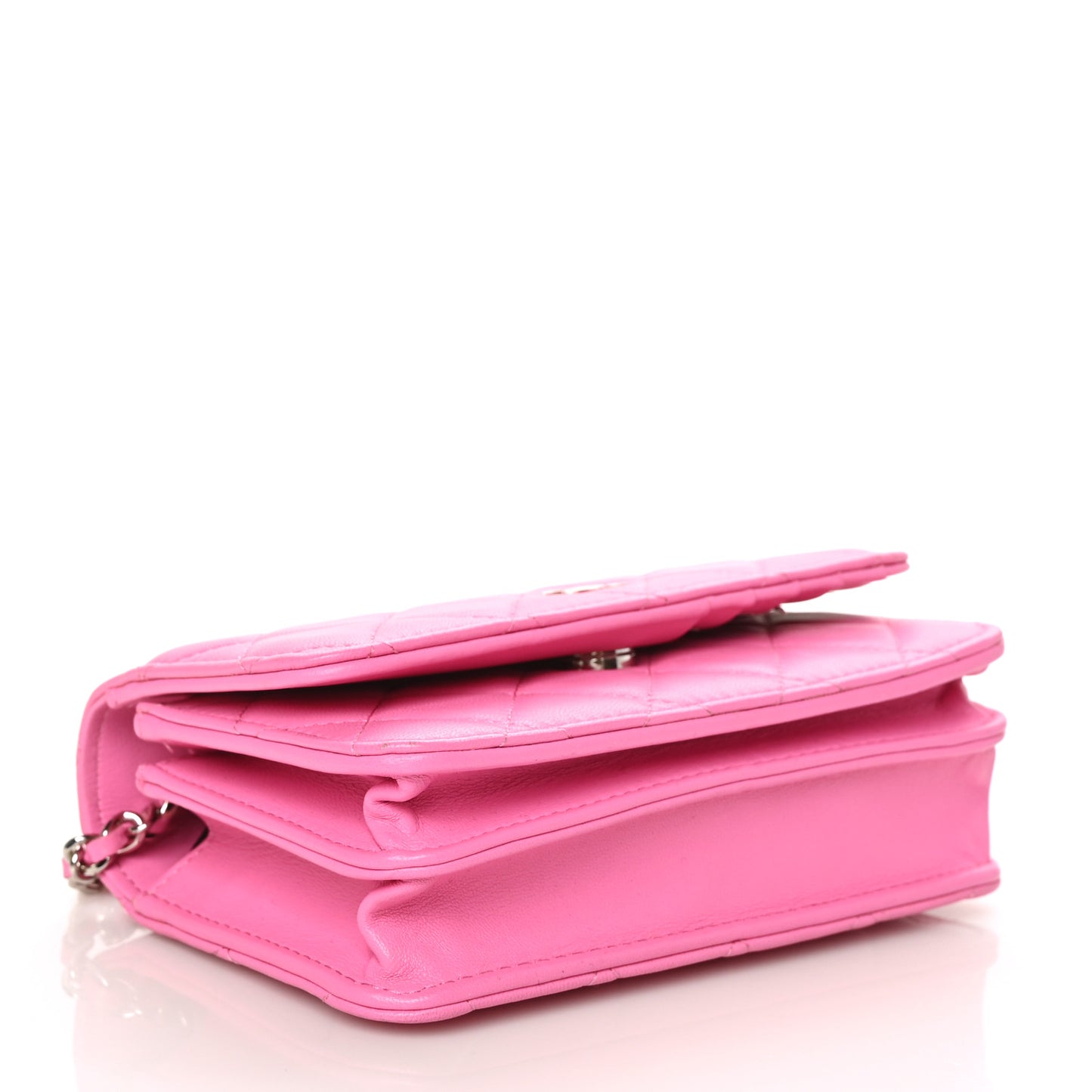 Lambskin Quilted Mini Wallet On Chain WOC Pink