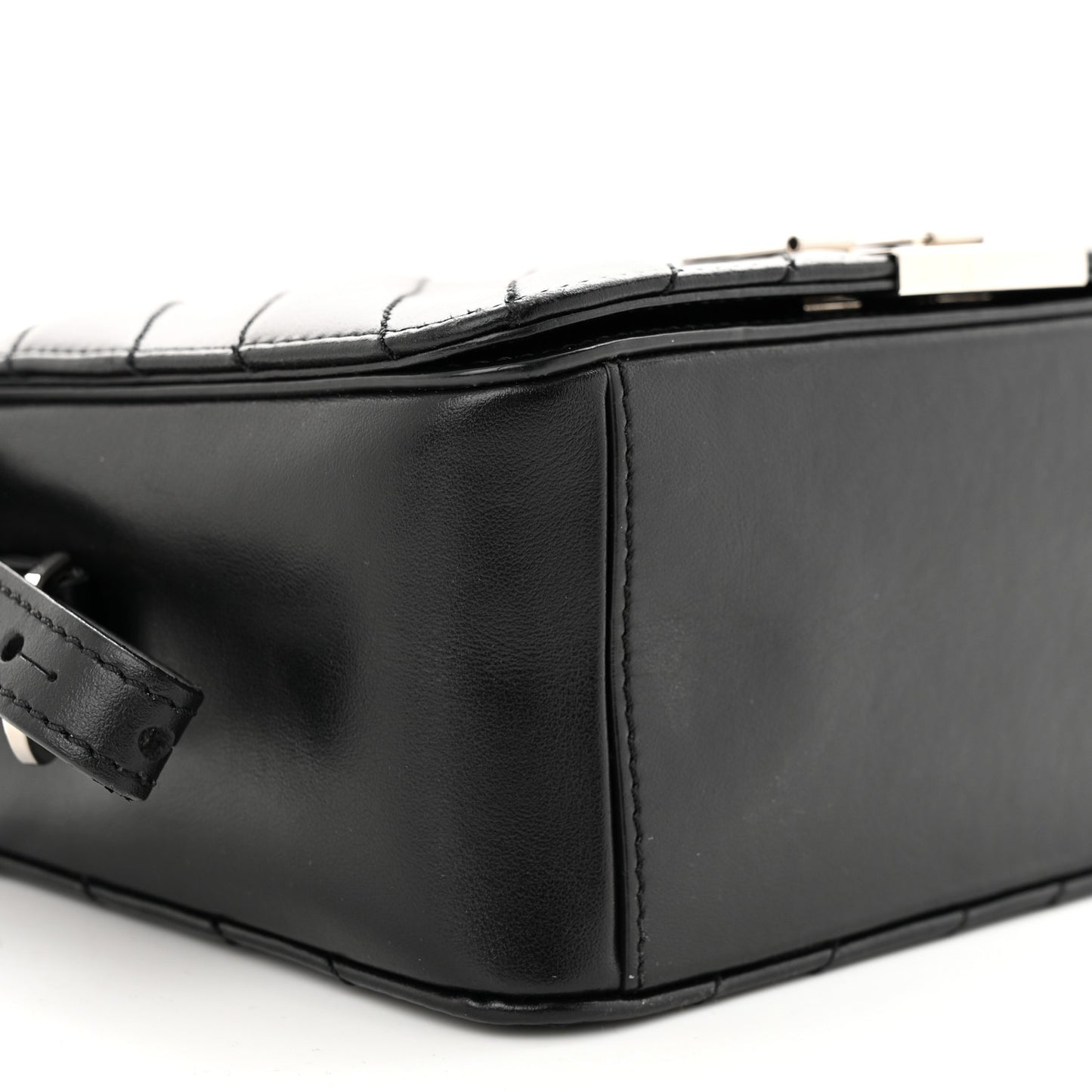 Calfskin Padded Diag Binder Flap Bag Black