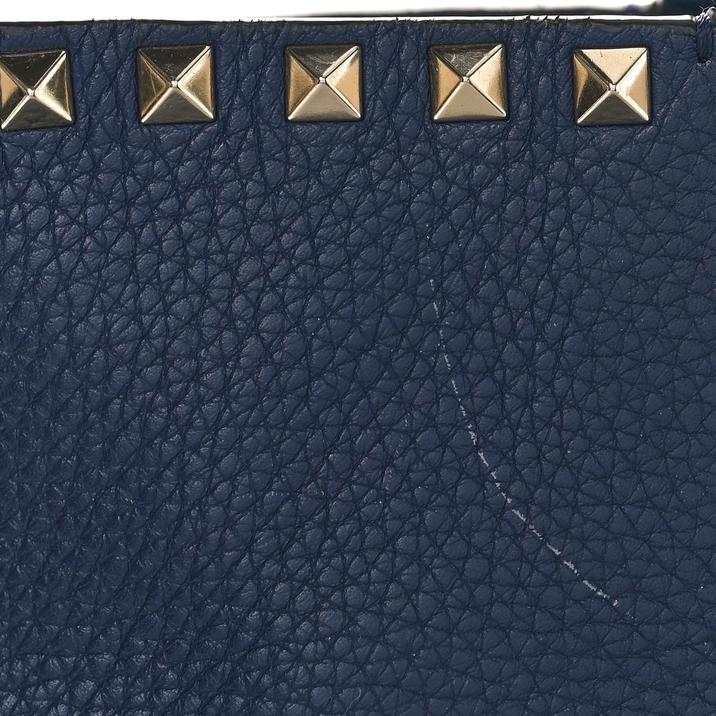 Grained Calfskin Small Rockstud Shoulder Tote Marine