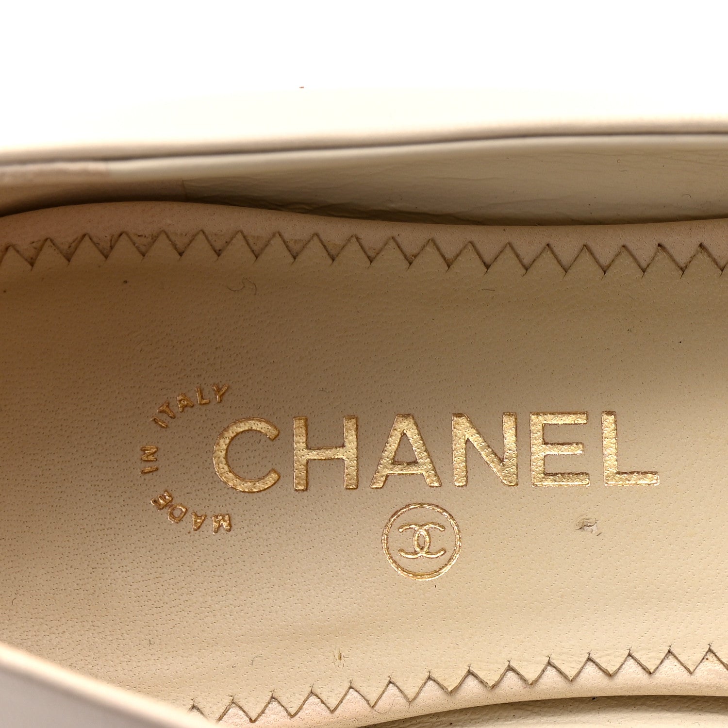 Chanel Lambskin Coco Line Pointed Toe Ballerina Flats 36 Light Beige Gold 8 of 10