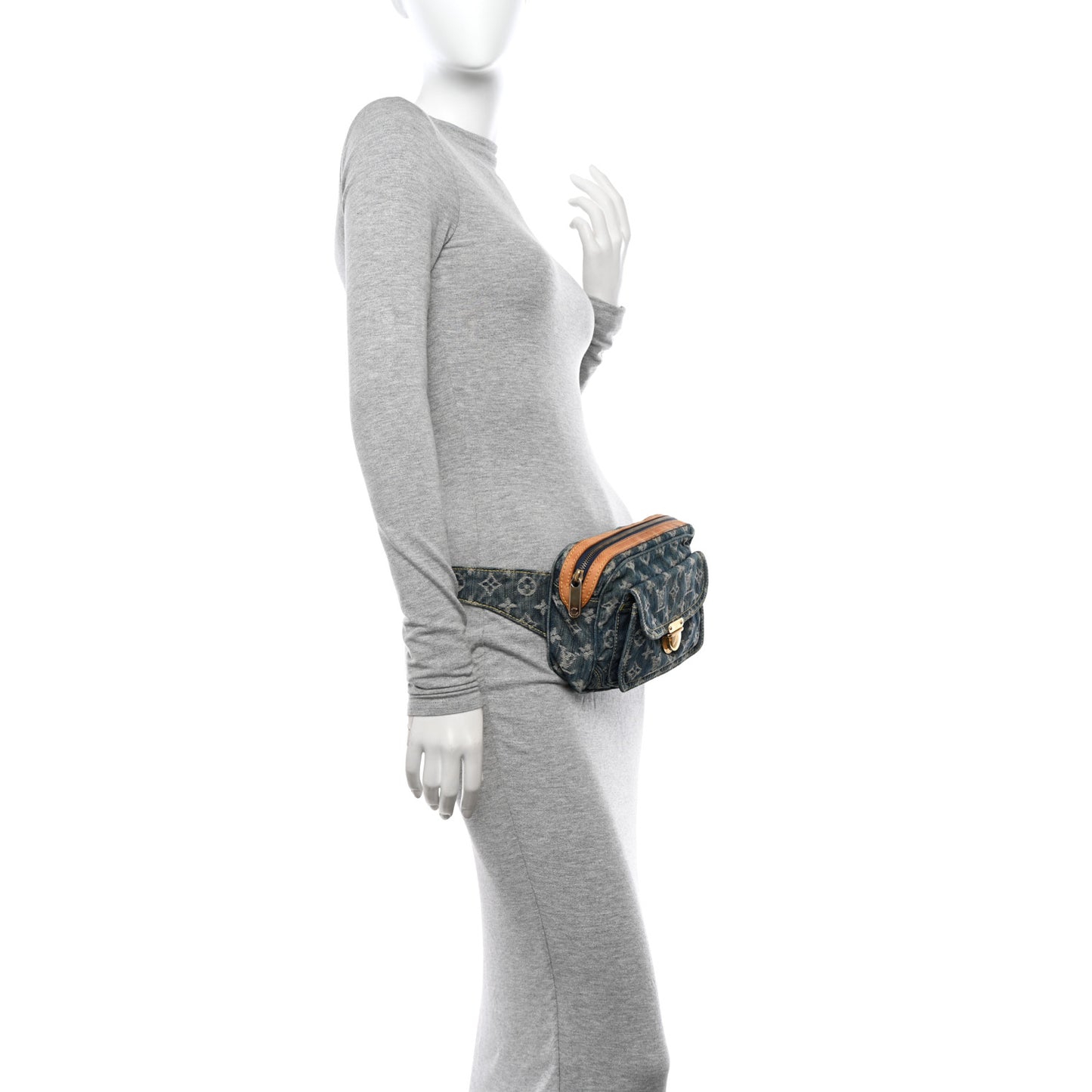 Monogram Denim Bum Bag Blue