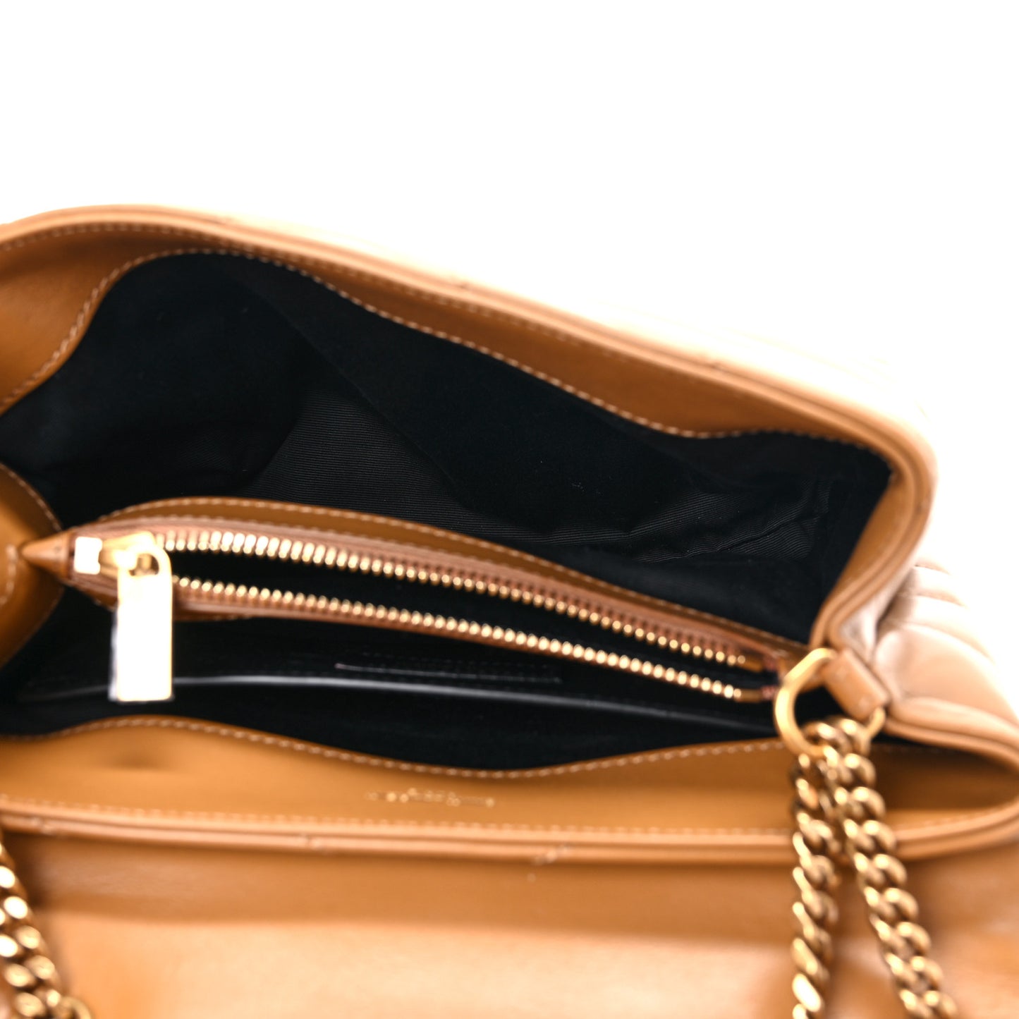 Calfskin Y Quilted Monogram Small Loulou Chain Satchel Dark Natural