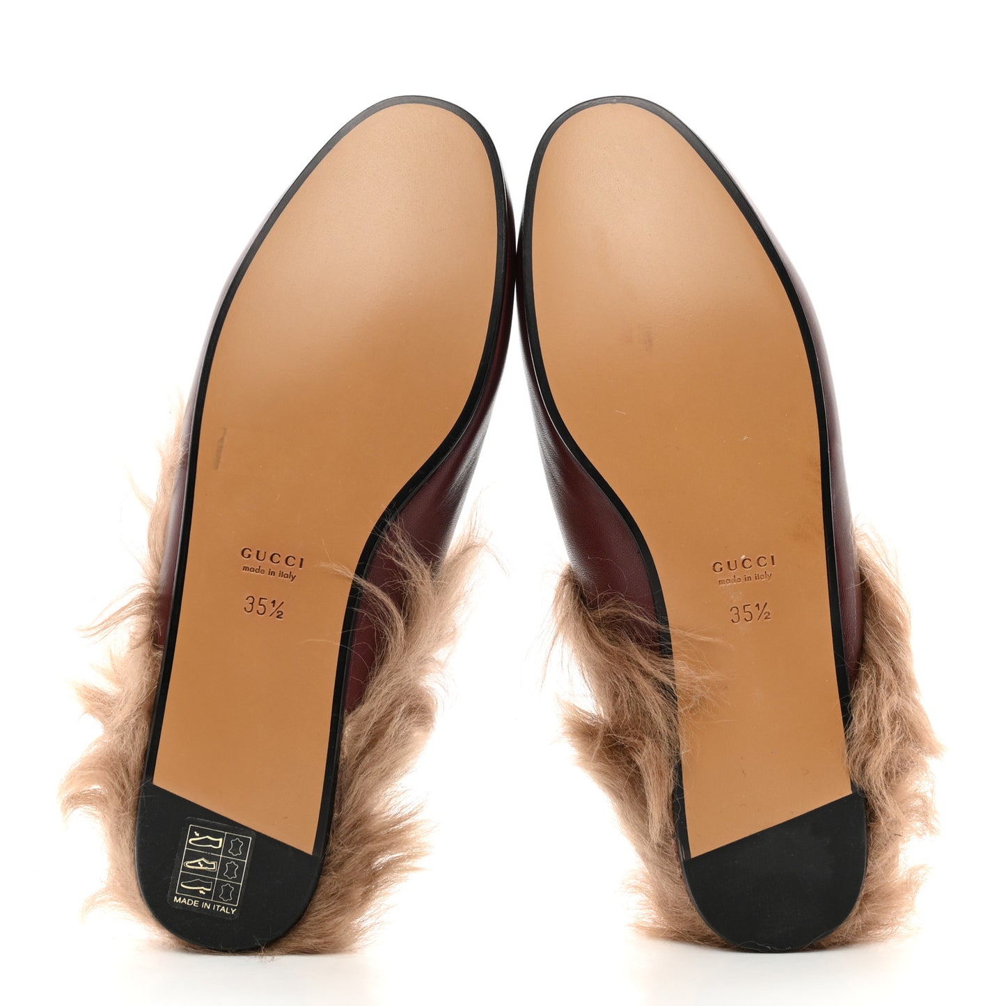 Calfskin Fur Womens Princetown Slippers 35.5 Vintage Bordeaux