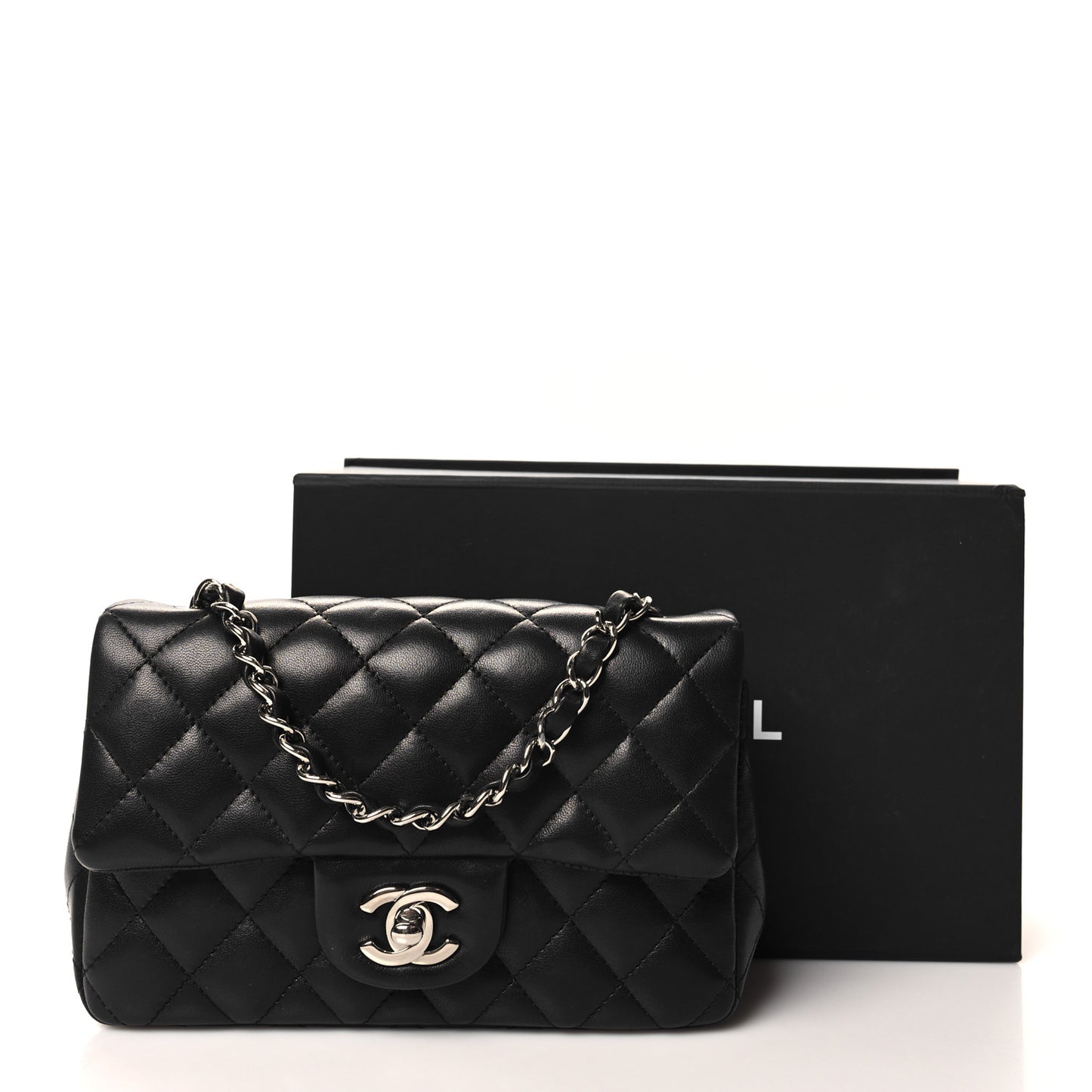 Lambskin Quilted Mini Rectangular Flap Black