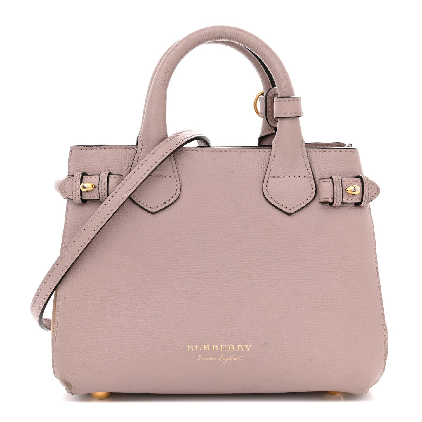 Derby Calfskin House Check Small Banner Tote Pink