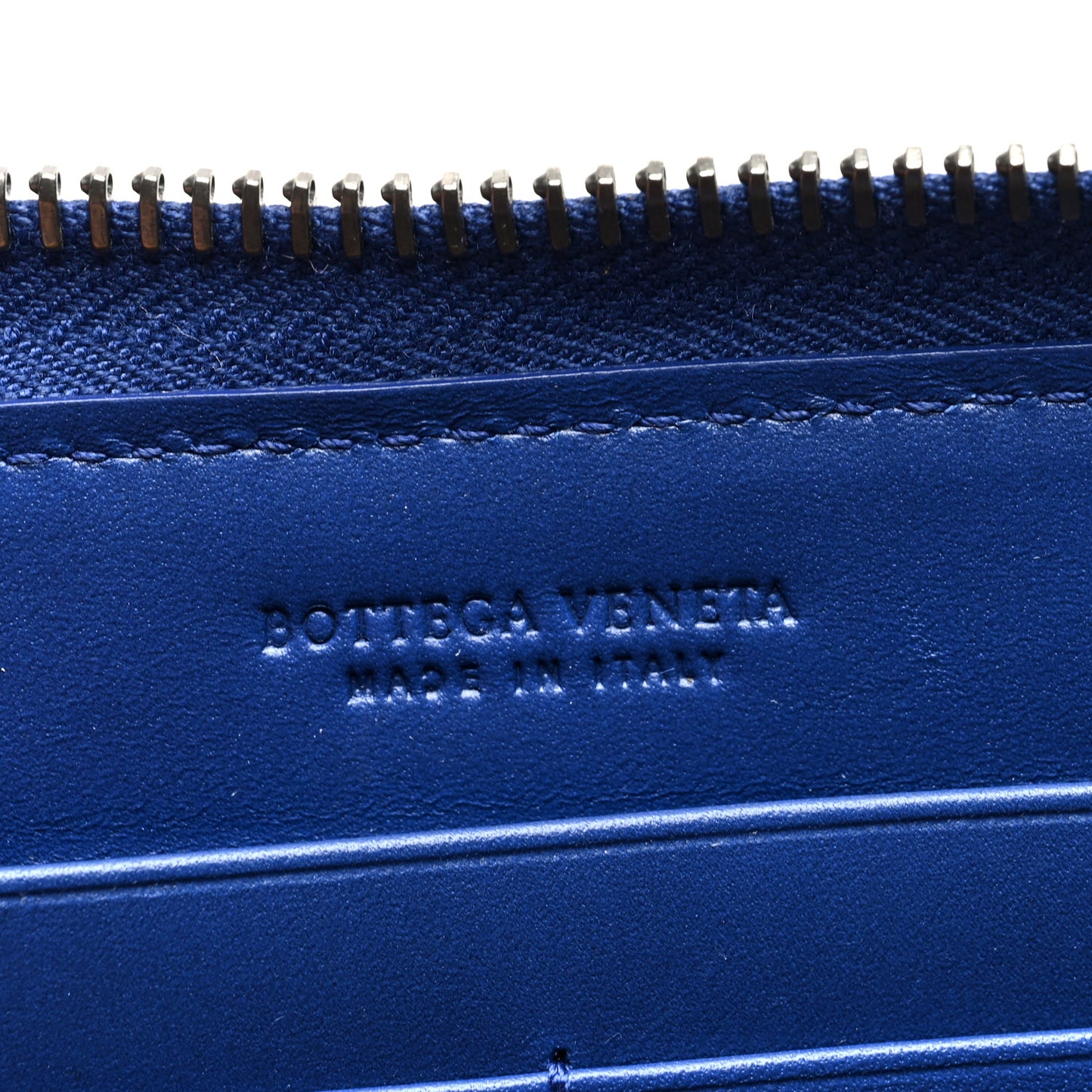 Nappa Intrecciato Zip Around Wallet Cobalt