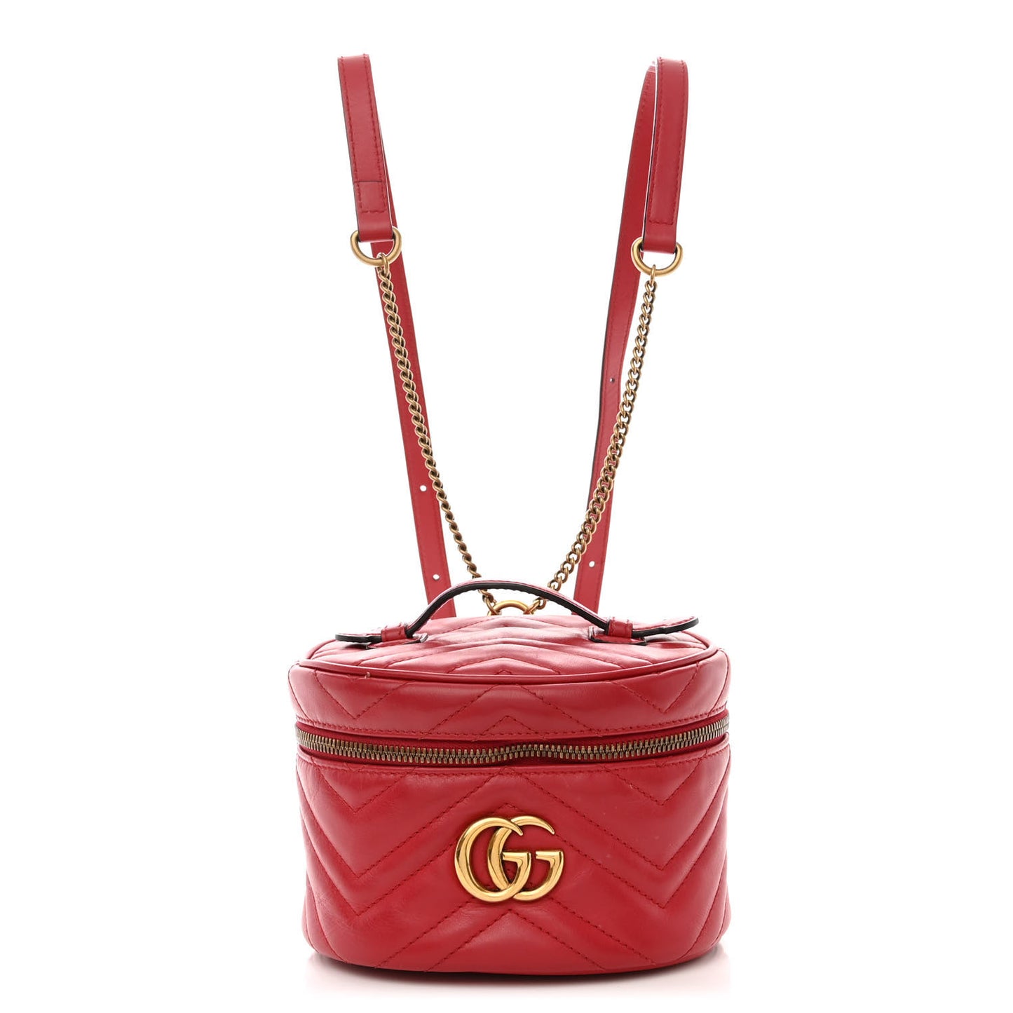 Calfskin Matelasse Mini GG Marmont Round Backpack Hibiscus Red