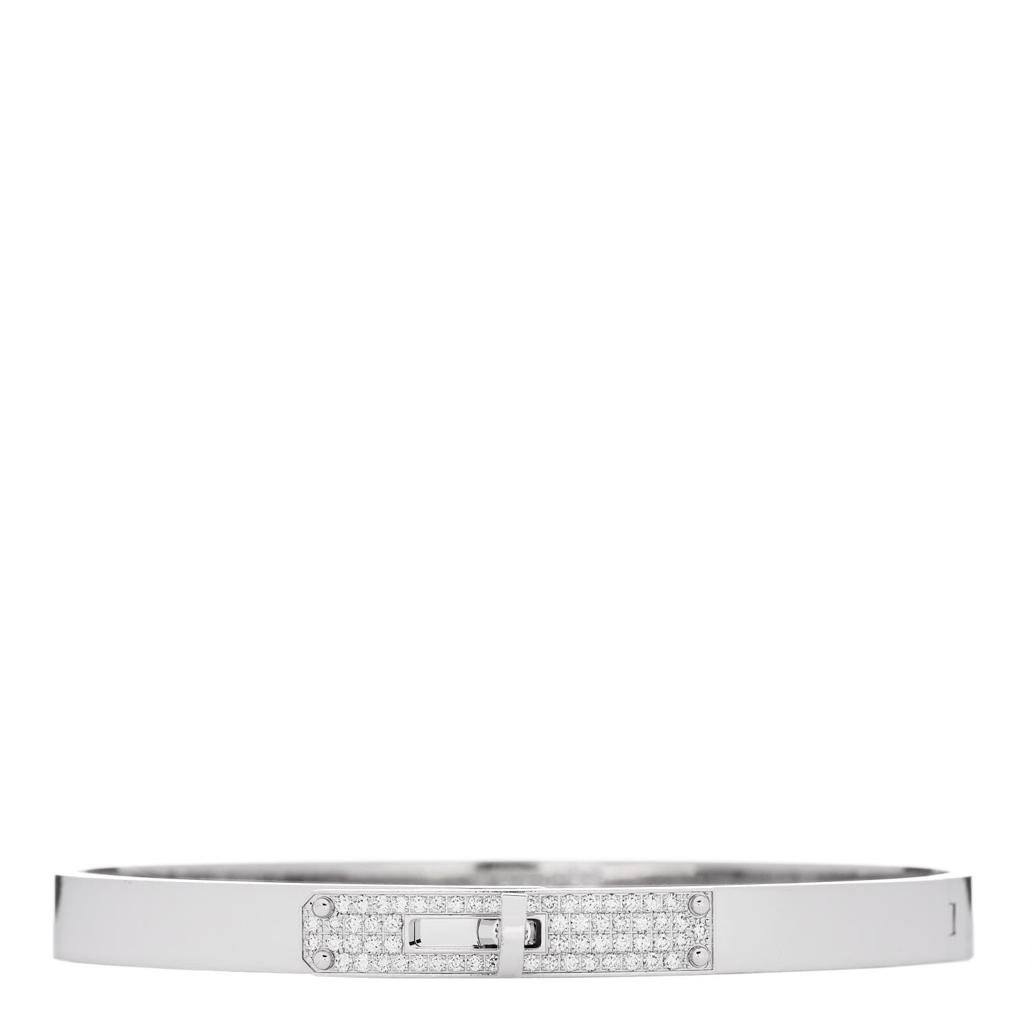 Hermes 18K White Gold Diamond PM Kelly Pave Bracelet ST 1 of 4