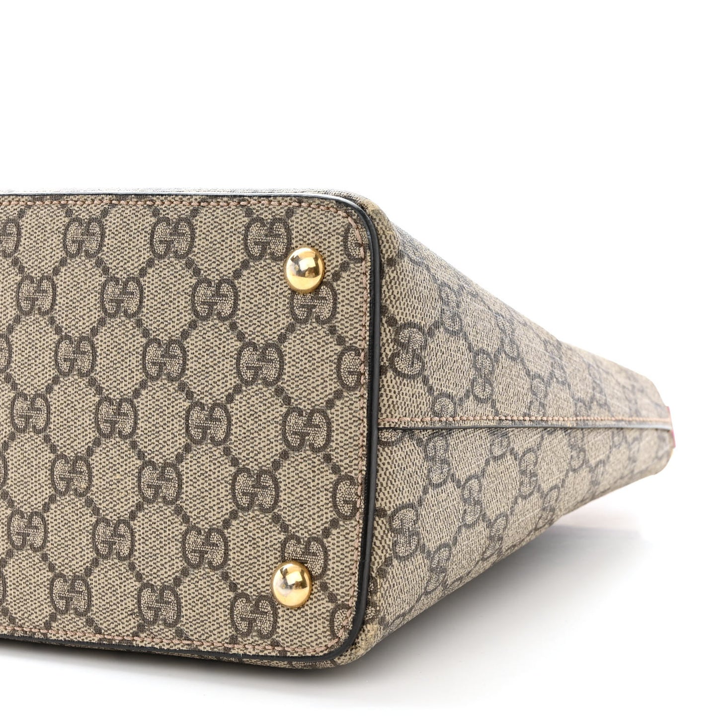 GG Supreme Monogram Moon Calfskin Small Zip Top Tote Beige Ebony Hibiscus Red New Rosette