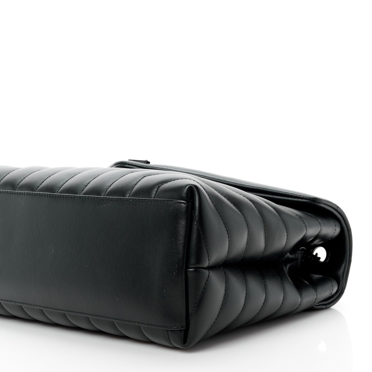 Calfskin Y Quilted Monogram Monochrome Medium Loulou Chain Satchel Black