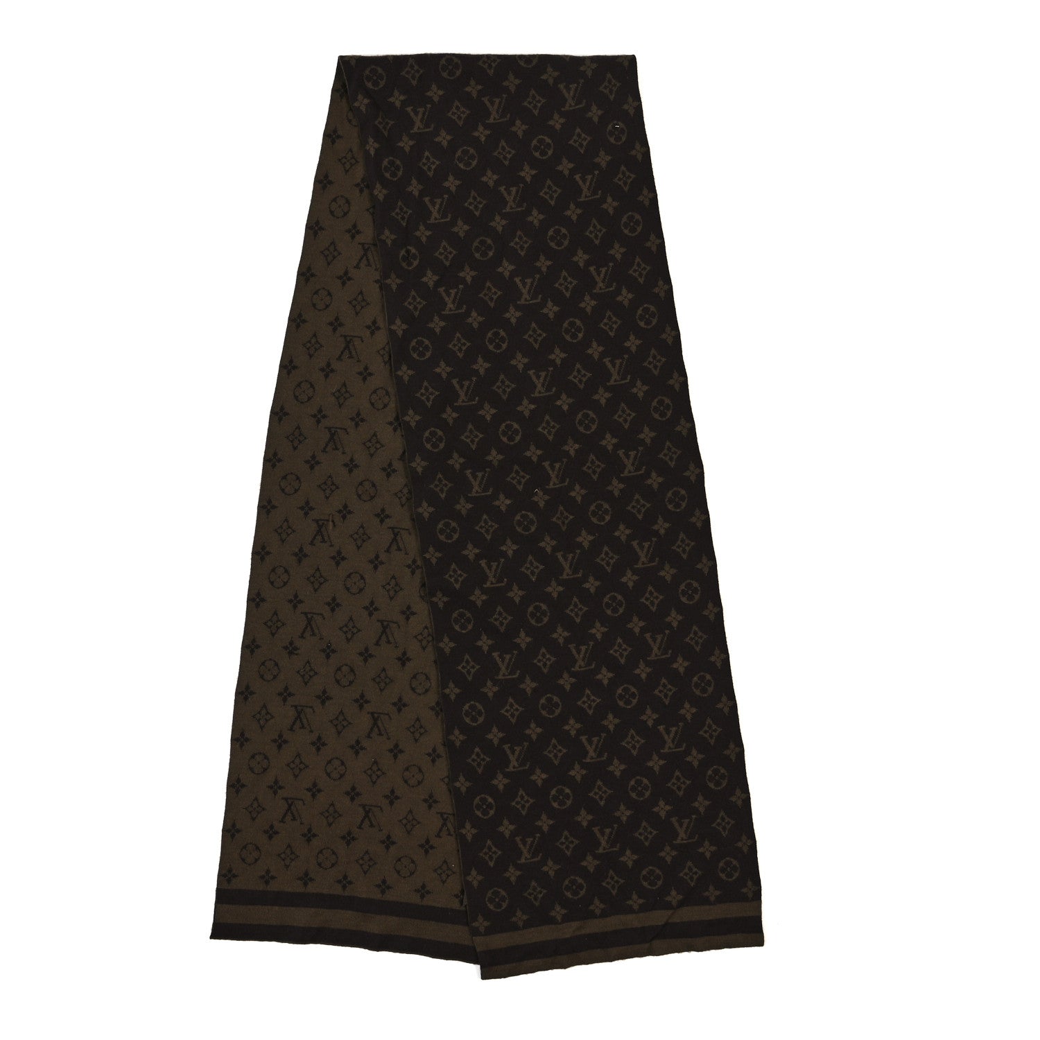 Louis Vuitton Cashmere Silk Monogram Scarf Brown 2 of 3