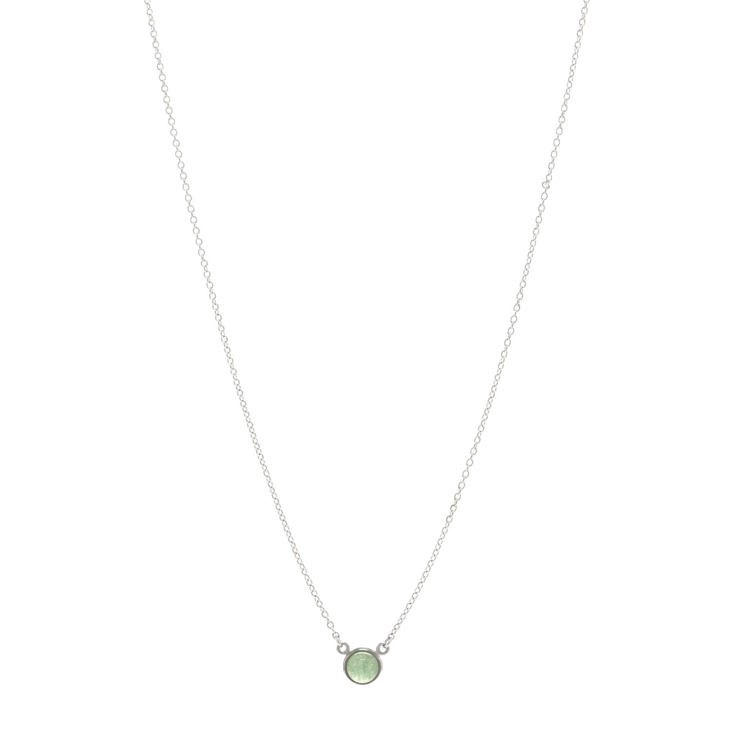 Tiffany Sterling Silver Aventurine Elsa Peretti Color by the Yard Pendant Necklace 1 of 5