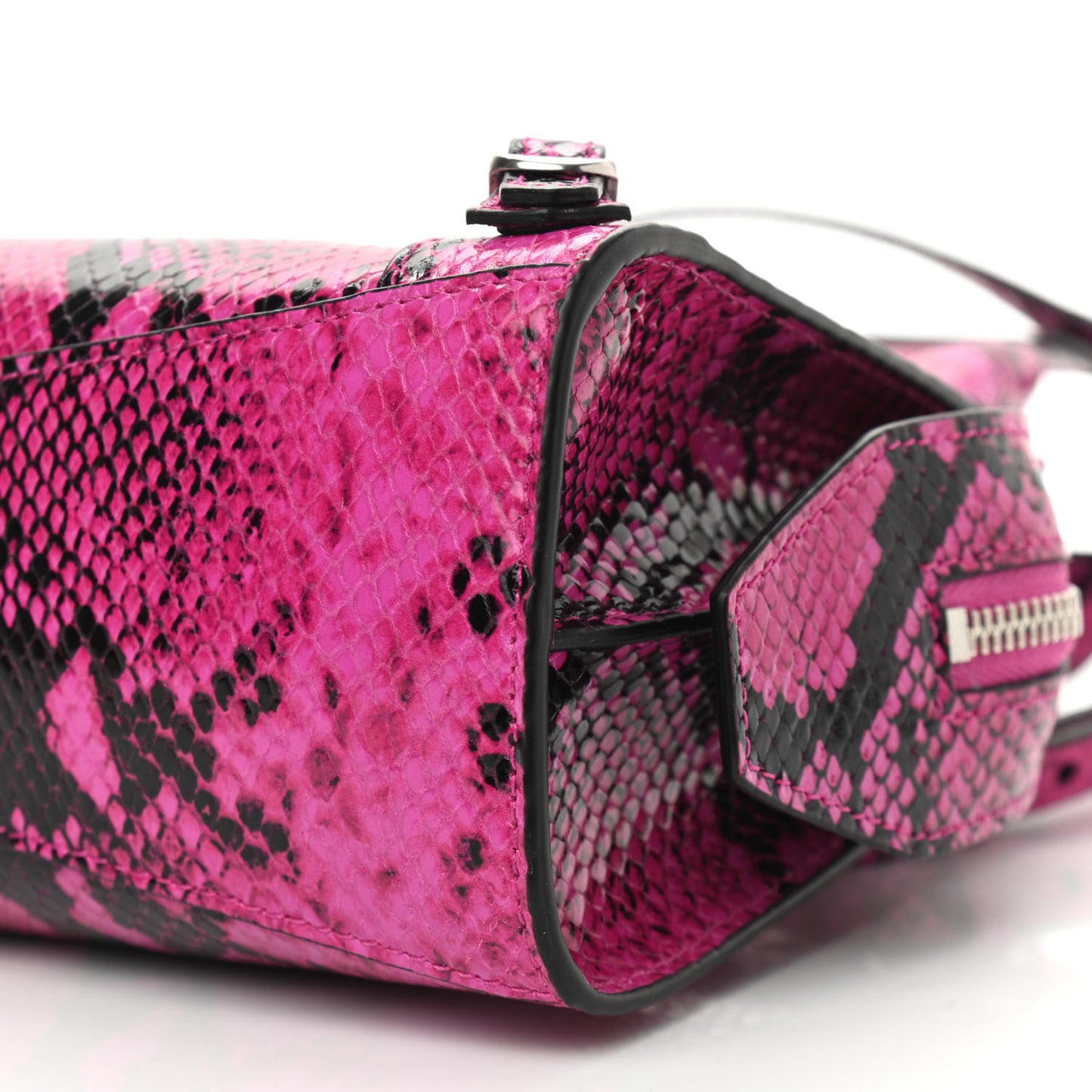 Calfskin Python Effect Neo Classic Silver Hardware Mini City Fuchsia Black