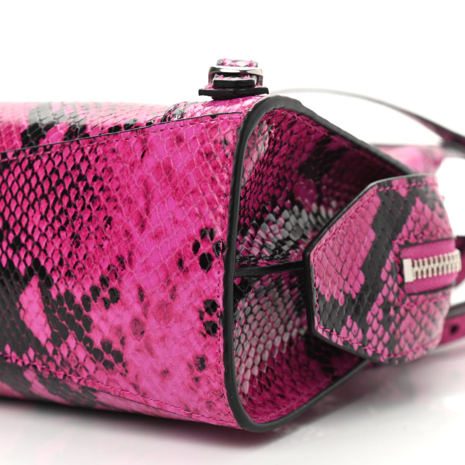 Balenciaga Calfskin Python Effect Neo Classic Silver Hardware Mini City Fuchsia Black 10 of 10