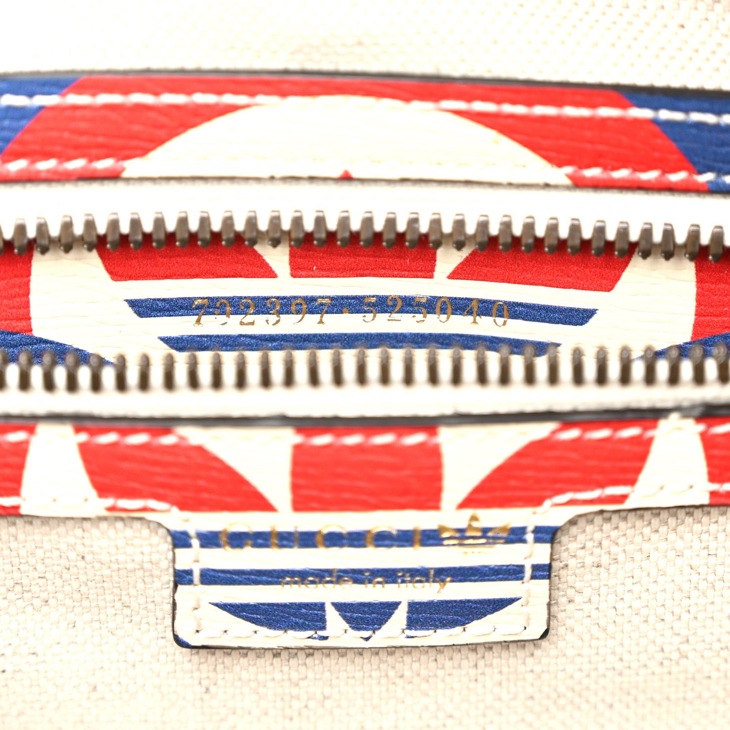 X ADIDAS Shangai Calfskin Web Trefoil Interlocking G Mini Duffle Bag Red White Blue