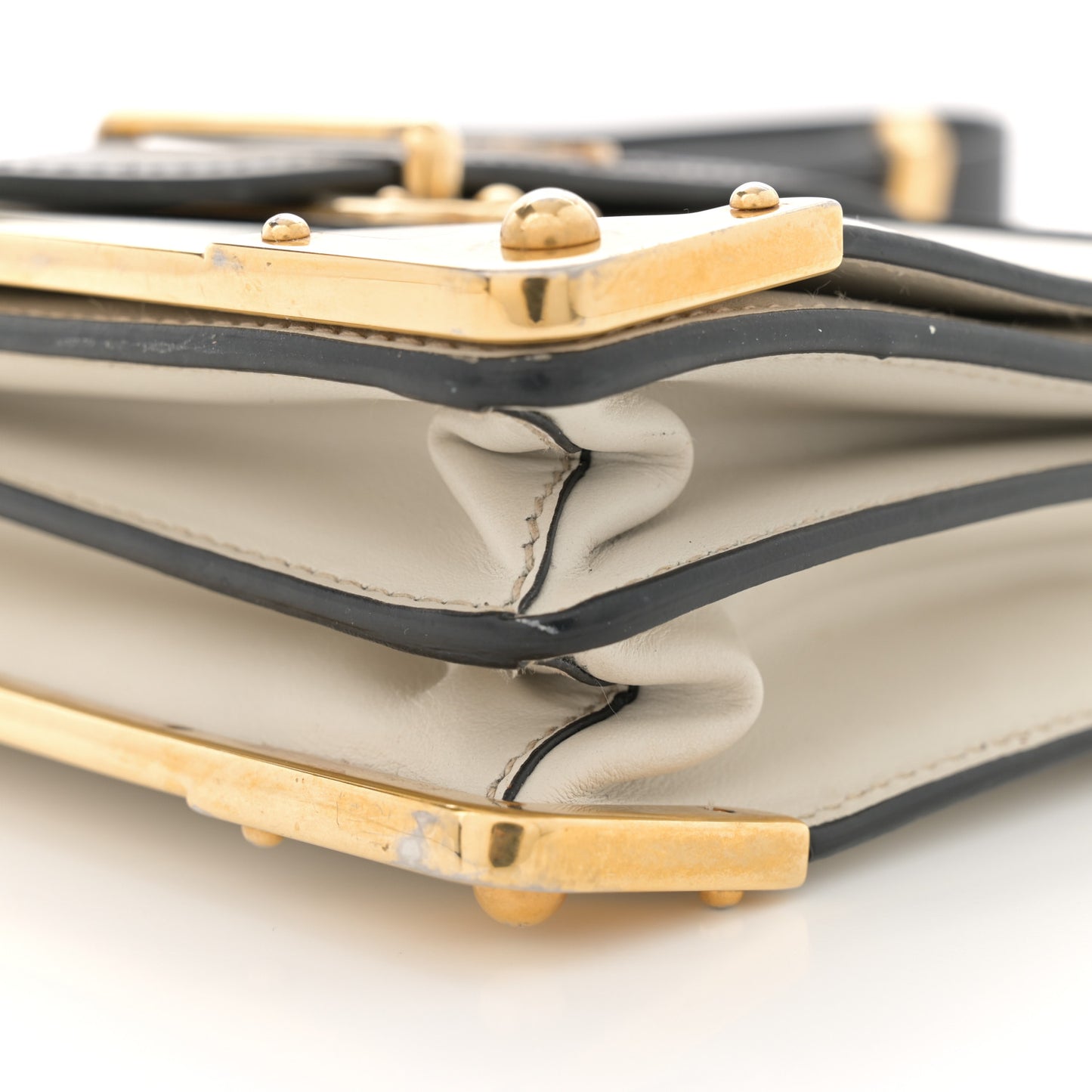 City Calfskin Saffiano Cahier Bag White Black