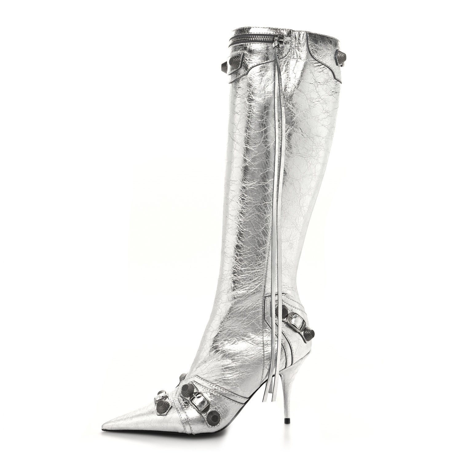 Balenciaga Metallic Agneau Arena Cagole 90mm Boots 37 Silver 1 of 8