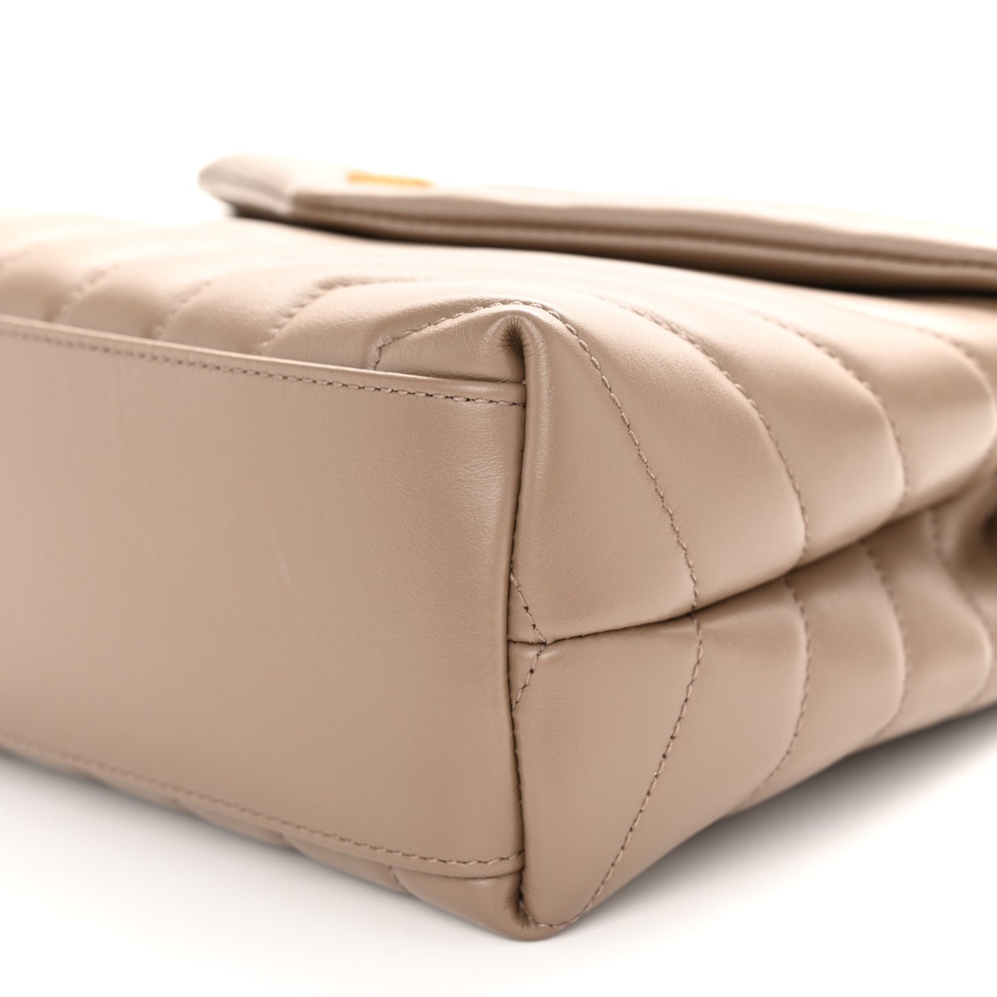 Calfskin Y Quilted Monogram Small Loulou Chain Satchel Dark Beige