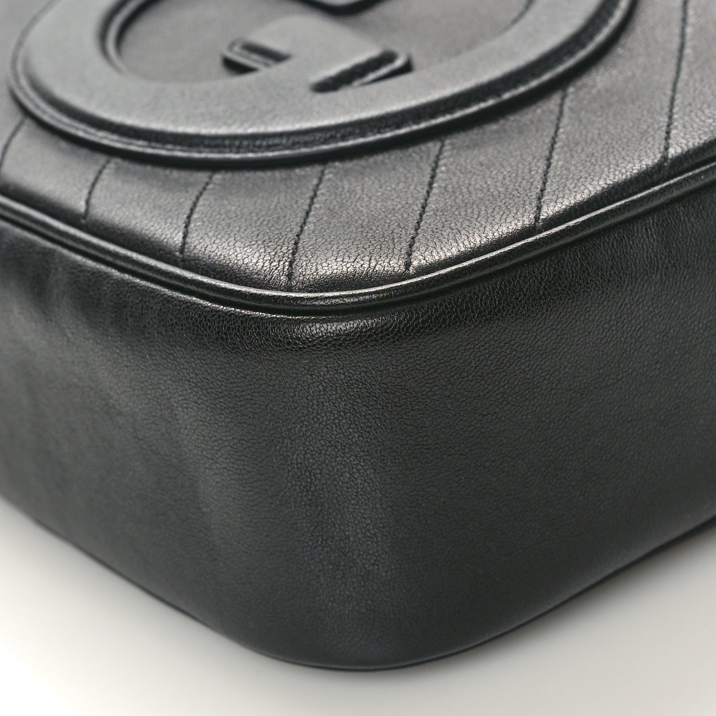 Sakai Be Green Calfskin Diagonal Stitched Small Blondie Shoulder Bag Black