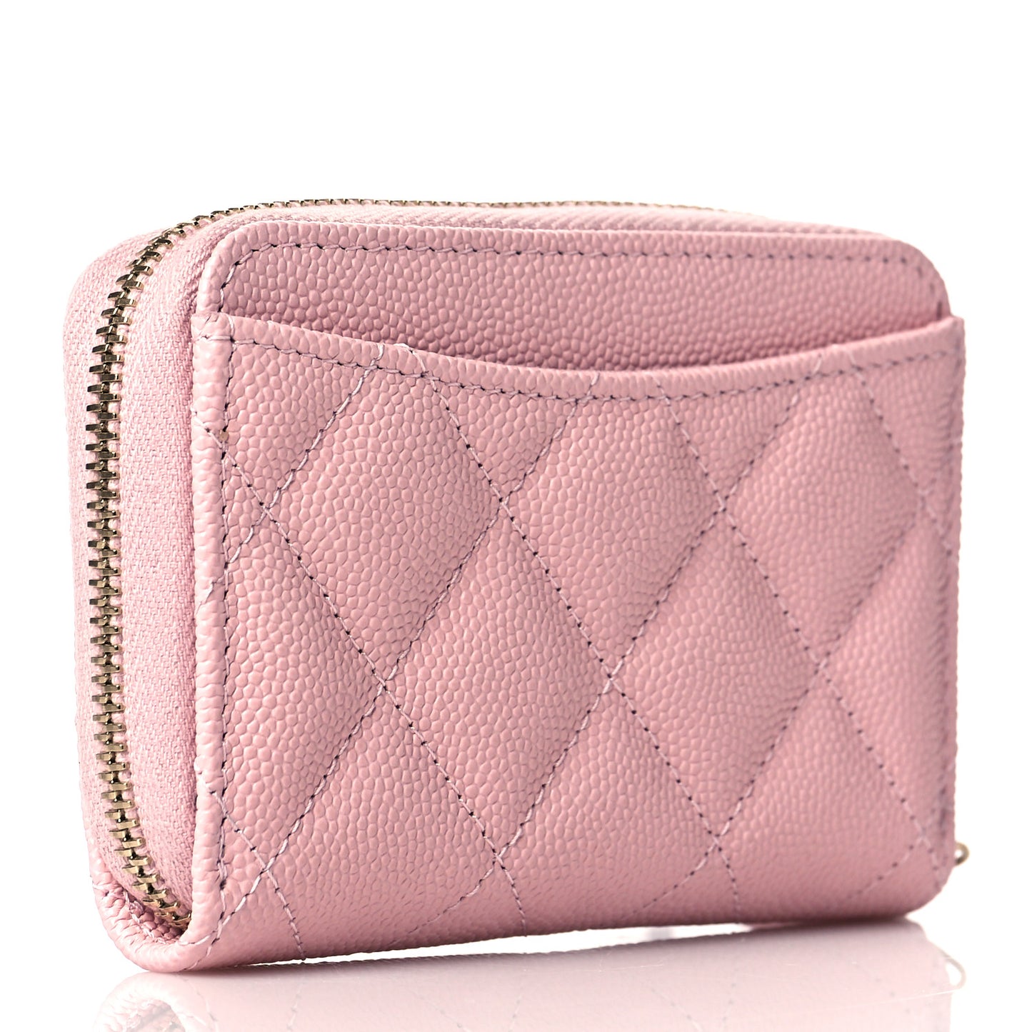 Caviar Quilted Zip Coin Purse Light Pink