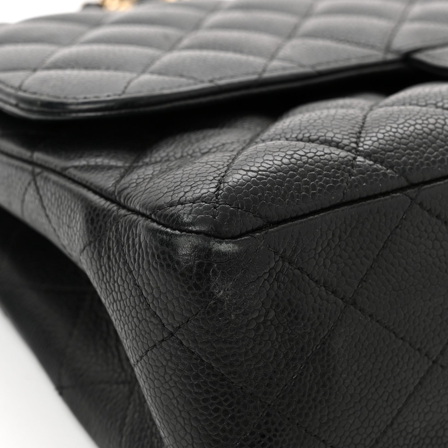 Caviar Quilted Jumbo Double Flap Black