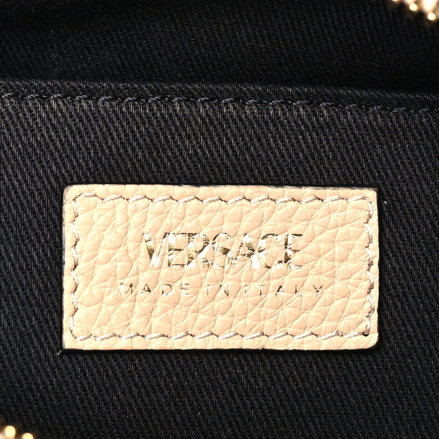 Grainy Calfskin Virtus Small Camera Bag Beige