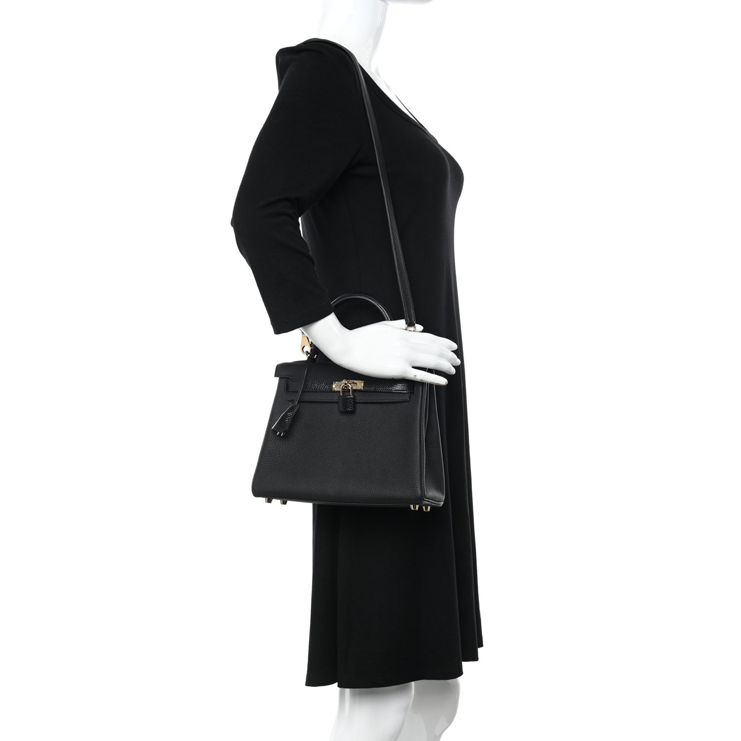 Togo Lizard Kelly Retourne Touch 25 Black