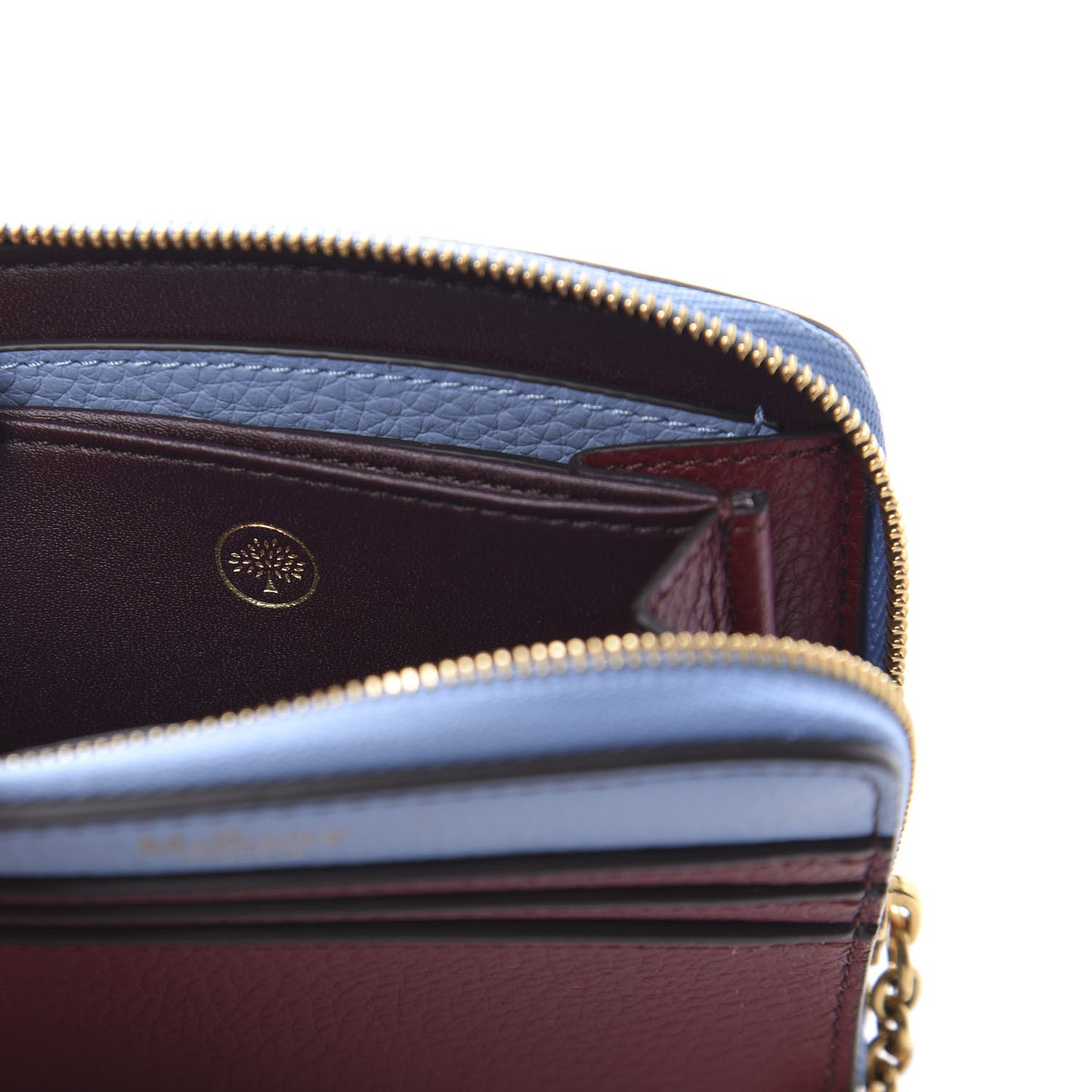 Small Classic Grain Calfskin Small Curved Zip Around Wallet Crimson